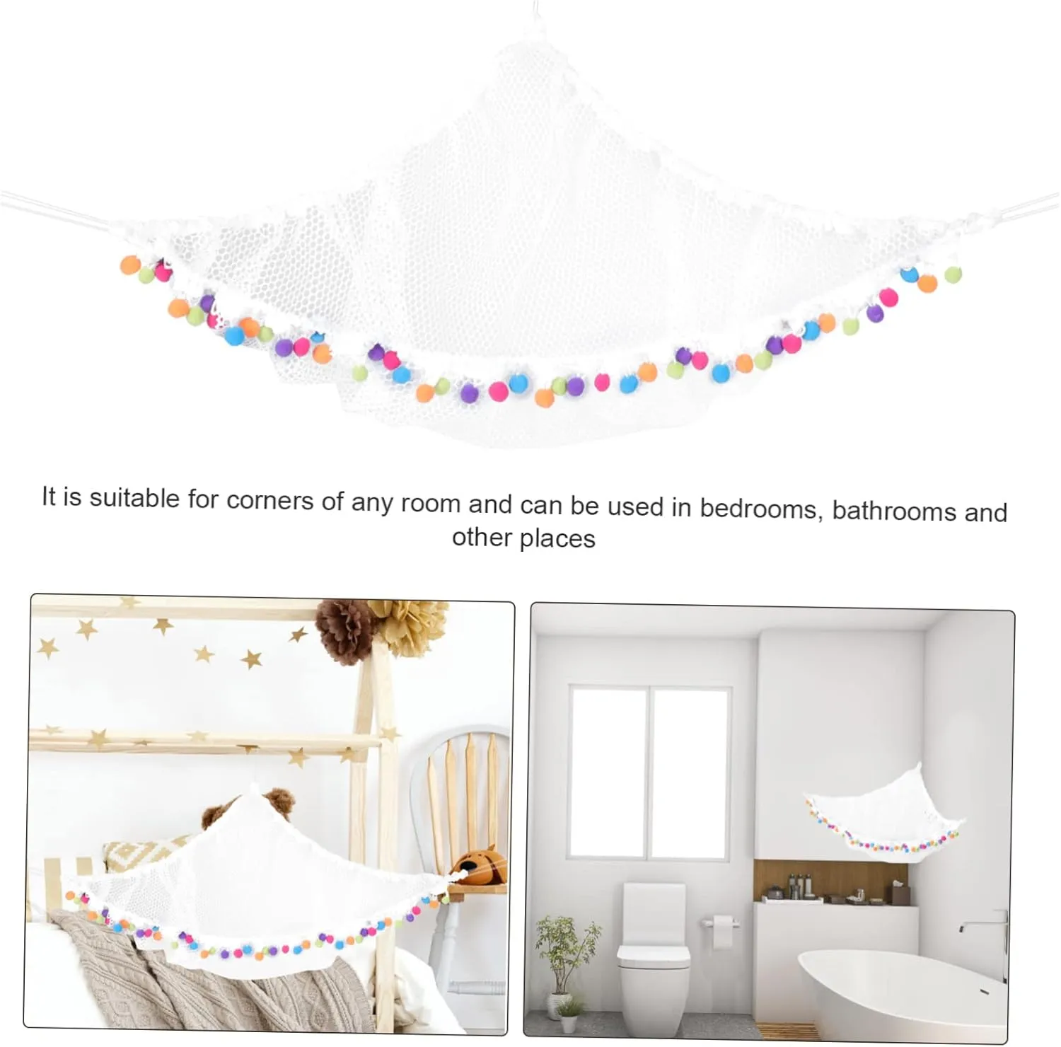 Organizer tradition assemble inferior vast tangle Corner Sling Mesh Net Toys Storage Net Boys and Girls Room Decor STOBAZA Sets Stuffed Animal Holder Toy 