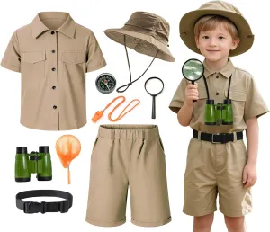 Outdoor Kit Cosplay adaptable conquer KAIPUTE Kids Explorer Adventurer Costume Boys Girls Safari Camping Trailblazer Jungle Seeker 