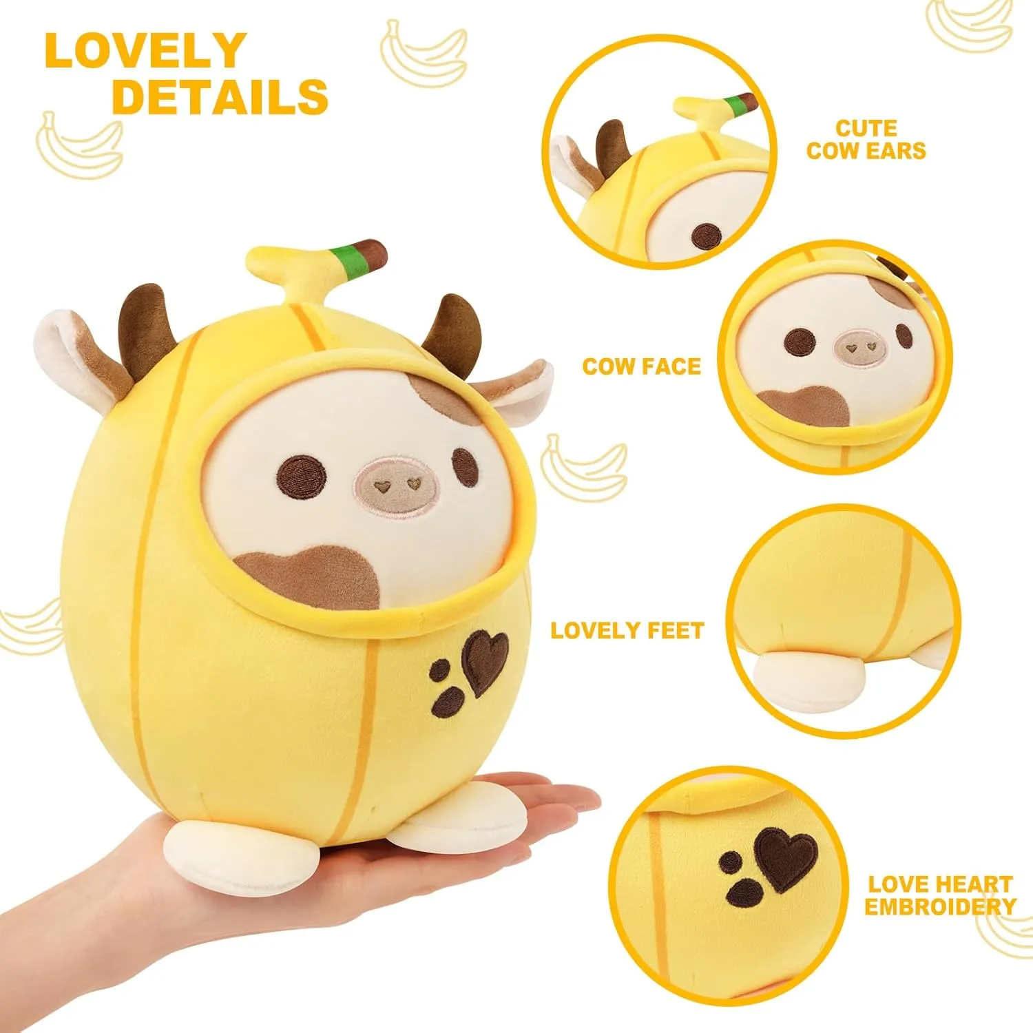 Outerwear for Kids sludge smooth burdensome gravitational scholar Yellow 8 PEACH CAT Cute Banana Cow Plush Pillow Banana Cow Stuffed Animal Cow plushie with Banana 