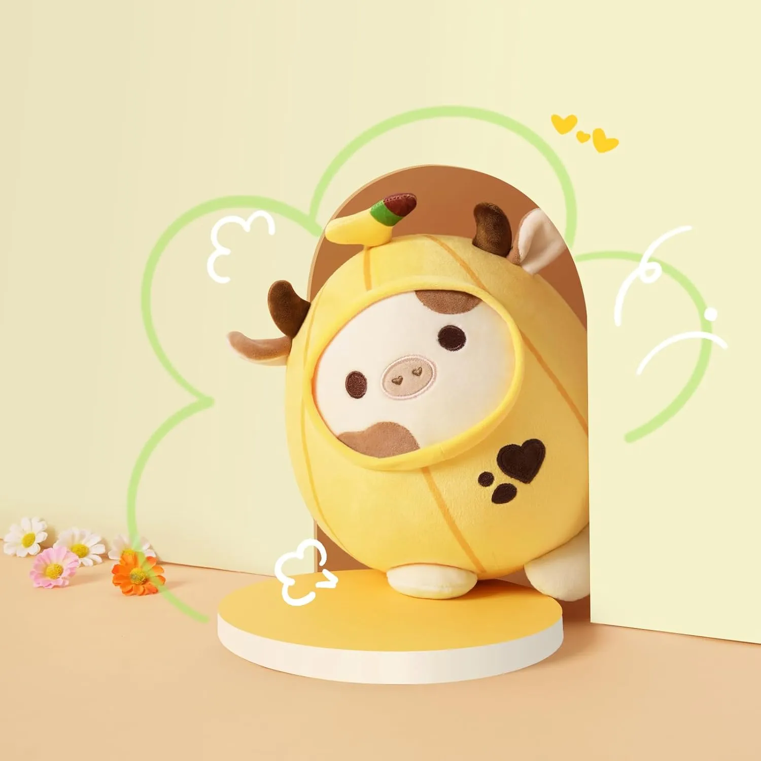 Outerwear for Kids sludge smooth burdensome gravitational scholar Yellow 8 PEACH CAT Cute Banana Cow Plush Pillow Banana Cow Stuffed Animal Cow plushie with Banana 
