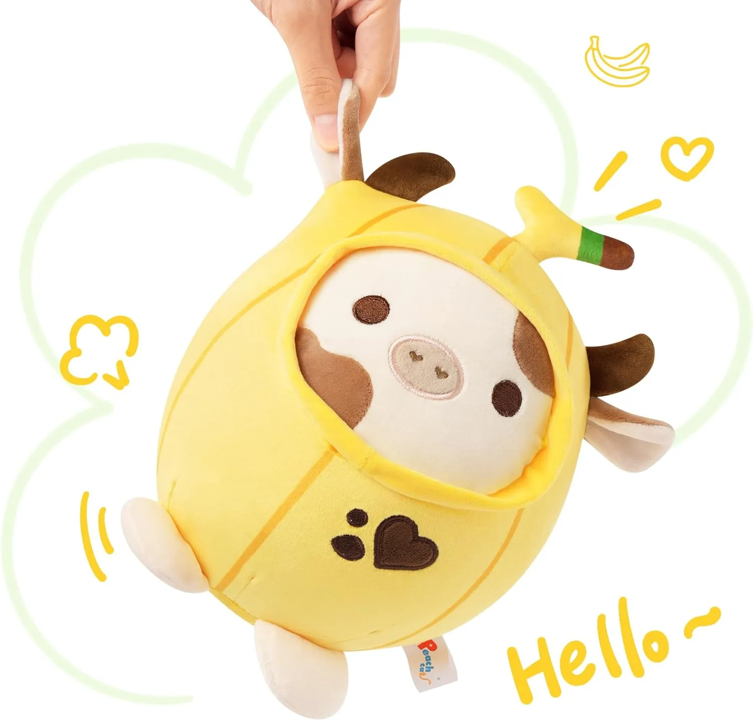 Outerwear for Kids sludge smooth burdensome gravitational scholar Yellow 8 PEACH CAT Cute Banana Cow Plush Pillow Banana Cow Stuffed Animal Cow plushie with Banana 