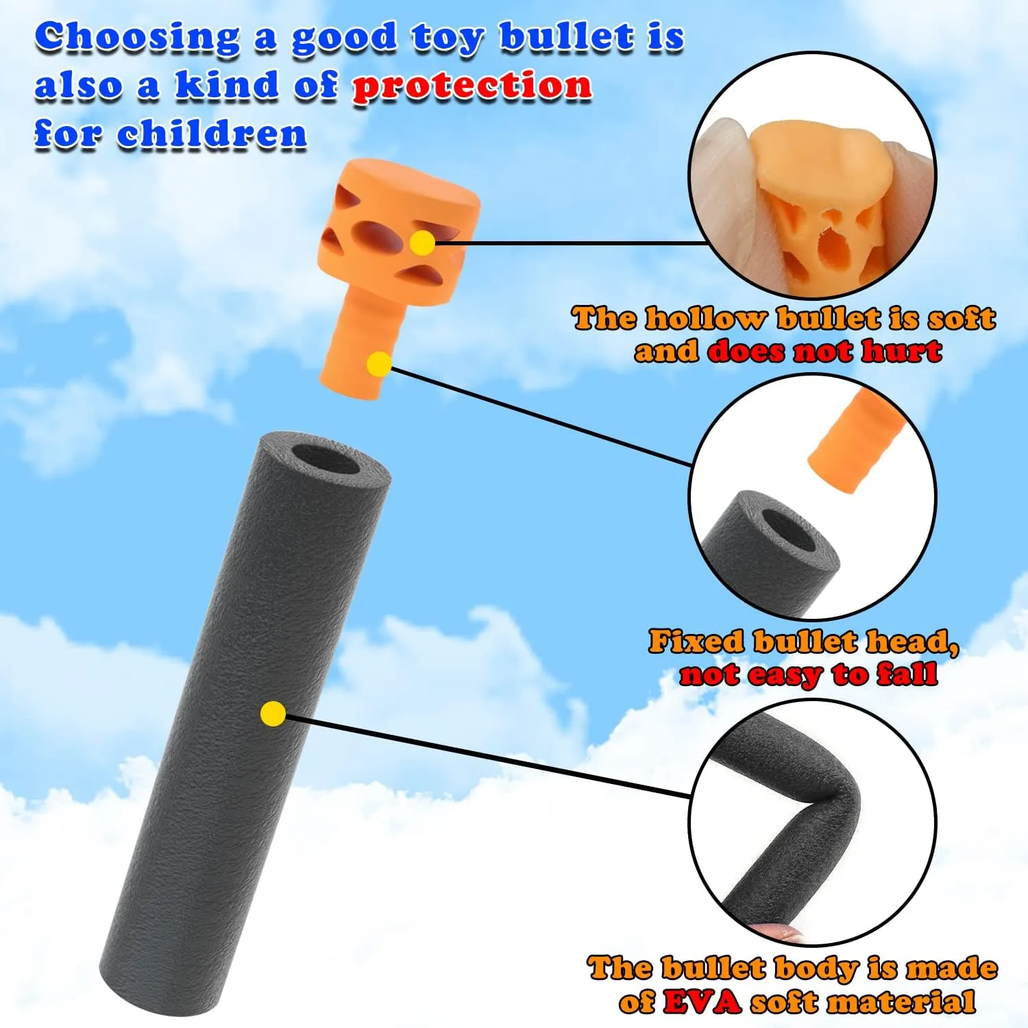 Pack Foam Bullet Compatible for NERF N-Strike Series Blaster (Black) EKIND metropolitan eloquently 500 Pcs Waffles Darts Refill 
