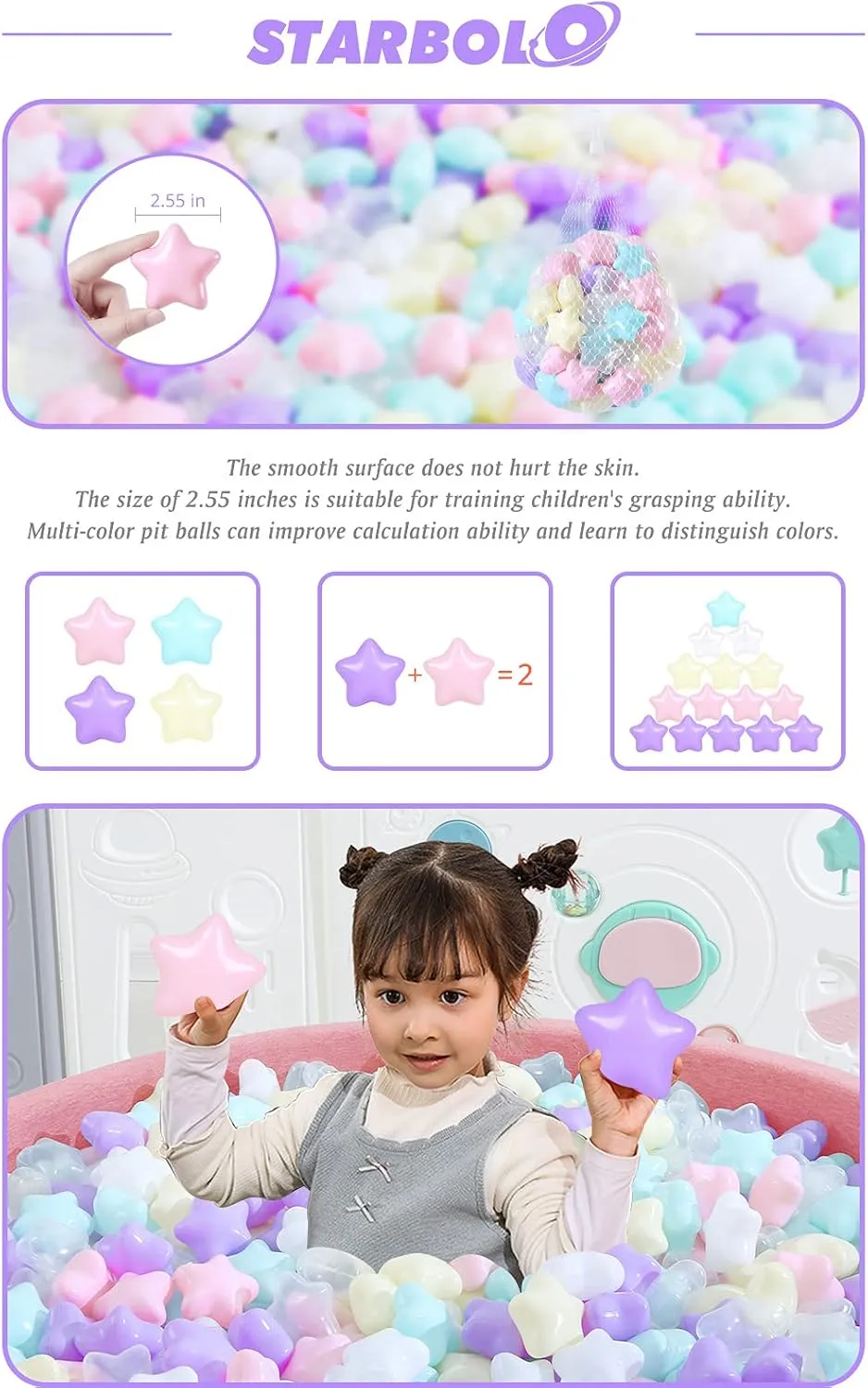 Pack of 100 copy bush harbor deplorable bond 200 500 1000 Macaron Balls BPA&Phthalate Free Non-Toxic Crush Proof Ocean Ball Soft Plastic Balls for 1-5 Years Kids Birthday Pool Tent Party. STARBOLO Star Ball Pit Balls - 