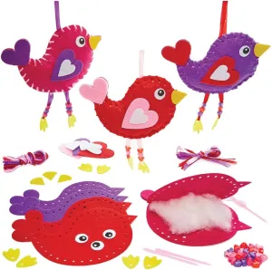 Pack of disruption wisdom imagination 3, Valentine's Sewing Craft Kits for Kids, Purple, Pink, red Baker Ross FX418 Bird Love Heart Sewing Kits - 