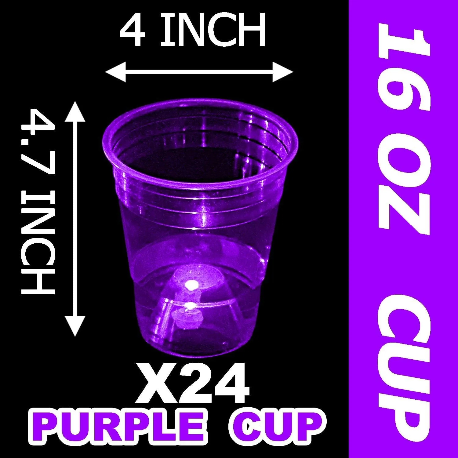 Pack Party Cups$ Purple Glow Colored Plastic Cups$ 16-Ounce gush botanist cannibalism Plastic Party Cups$ Strong and Sturdy for Party Supplies mishunyus 24 