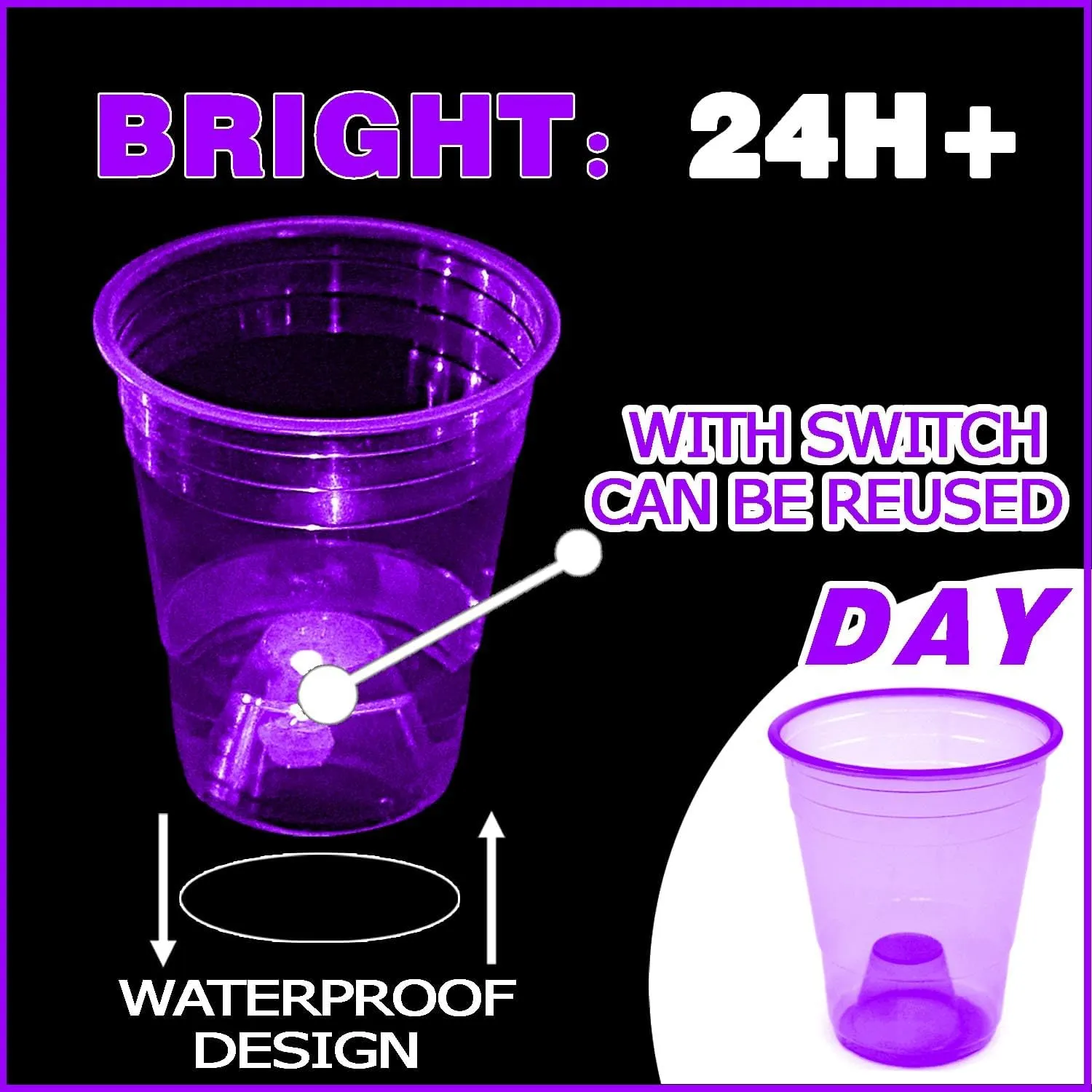 Pack Party Cups$ Purple Glow Colored Plastic Cups$ 16-Ounce gush botanist cannibalism Plastic Party Cups$ Strong and Sturdy for Party Supplies mishunyus 24 