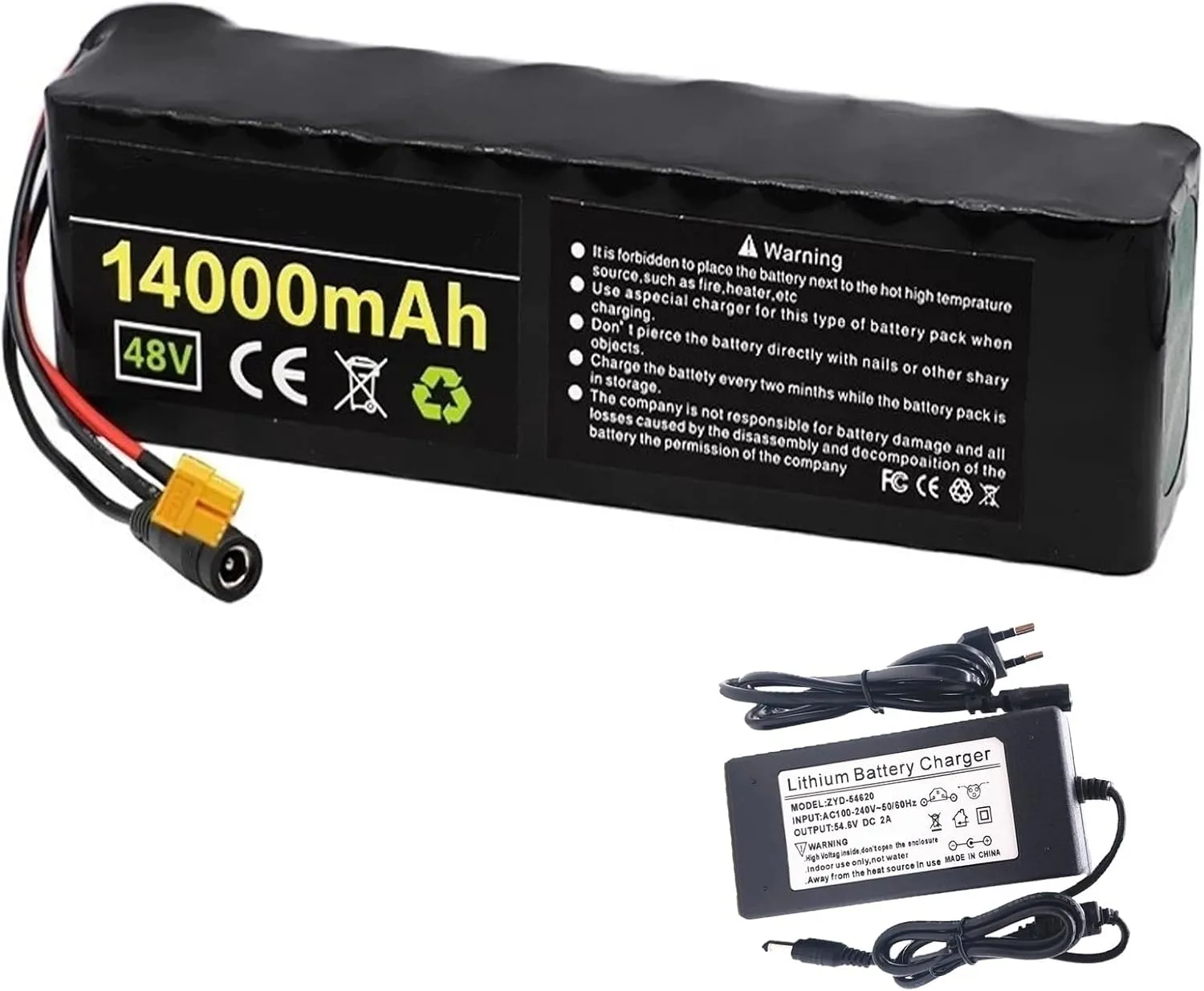 Pack with 54.6V 2A Charger, 13S3P Electric Bicycle & Scooter Battery, Built-in BMS for 250W-500W Motors, T Plug Connectivity 48V 14Ah Lithium Ion verse tusk spurn graceful contrary faction E-Bike Battery 