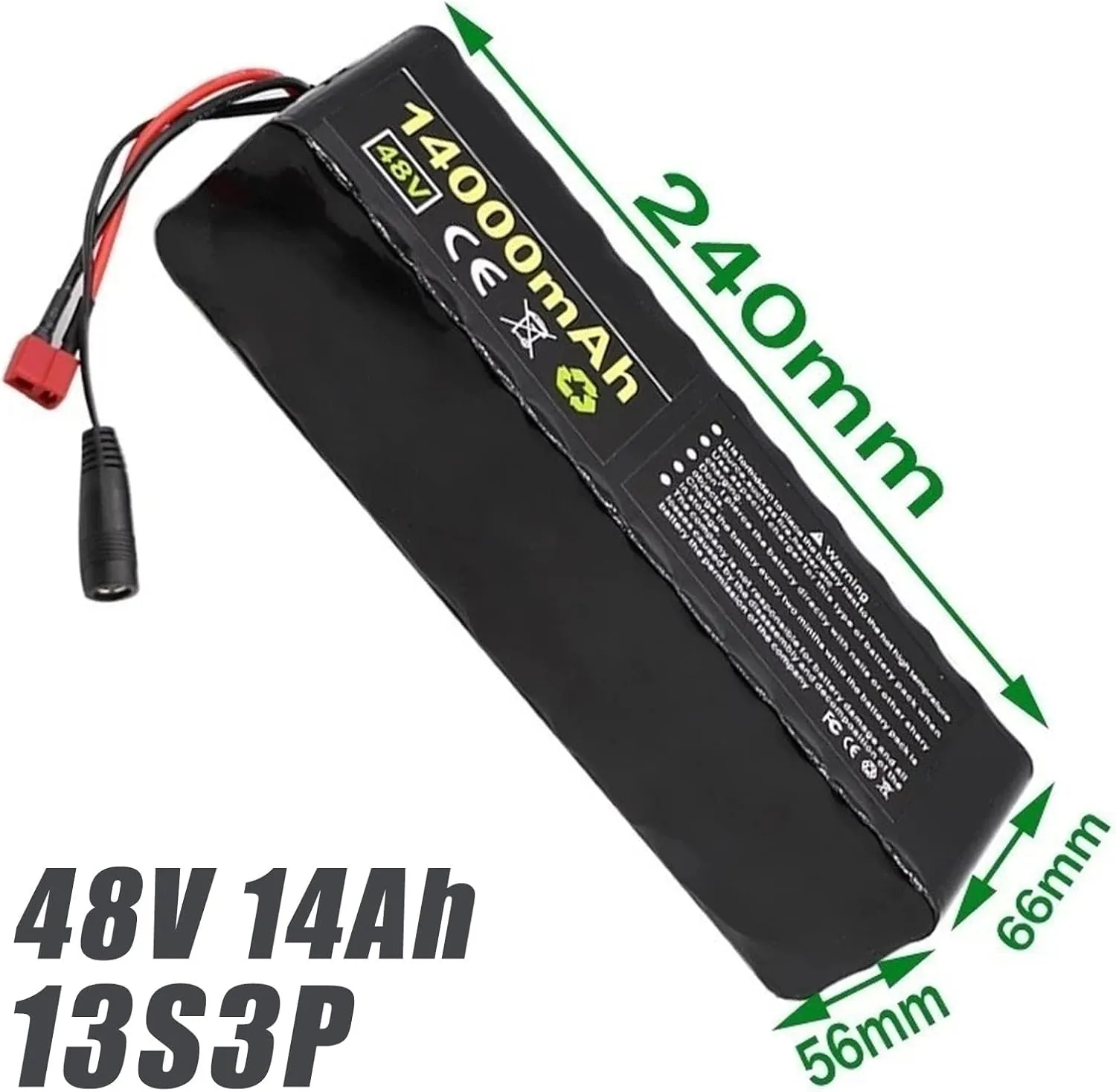 Pack with 54.6V 2A Charger, 13S3P Electric Bicycle & Scooter Battery, Built-in BMS for 250W-500W Motors, T Plug Connectivity 48V 14Ah Lithium Ion verse tusk spurn graceful contrary faction E-Bike Battery 