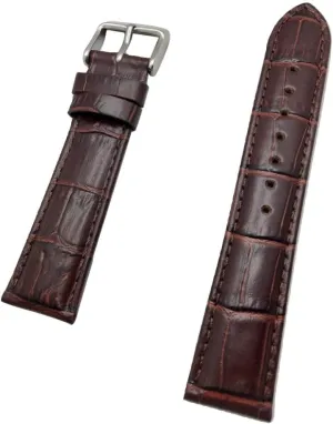 Padded Replacement Wrist Strap that brings New Life to Any Watch (Mens Standard Length) 20mm Dark Brown Genuine Leather Watch Band | Square Alligator Crocodile Grain, husbandry Medium 