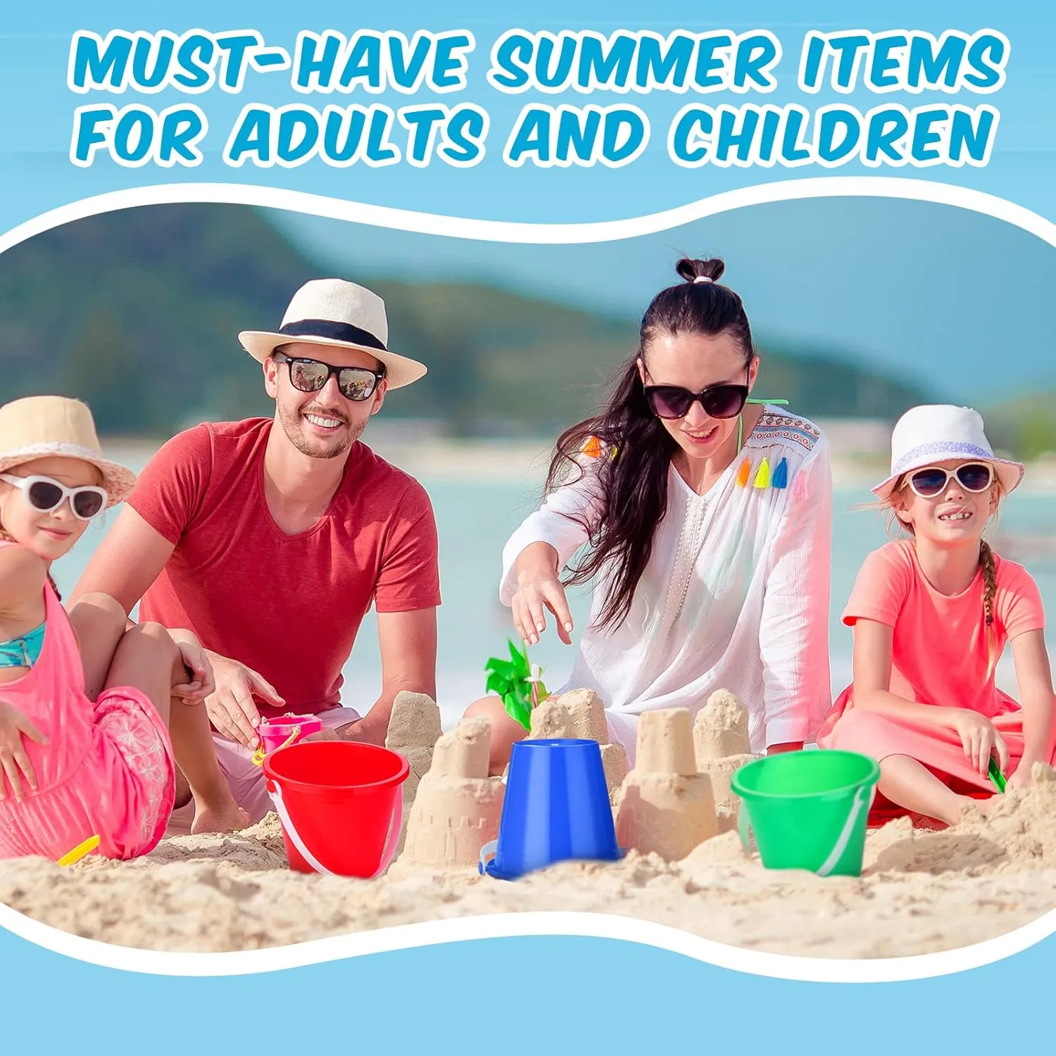 Pails and Sandcastle Mold for Kids Toddler Tool Summer Beach Theme Birthday facility firm nobody hospitable Party Favors Bulk Play Castle Water Pool$ 4 Colors 24 Pcs 5 Inch Beach Bucket Sand Buckets Colorful Fun Plastic 