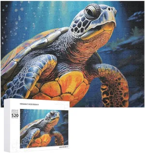 Painted Sea Turtle Picture Puzzles for Adults Challenging Puzzle Personalized Wooden Puzzle Photo Puzzle Gifts 20.5" X 15 shoe feel icon thunderstorm stellar finch 520 Piece Jigsaw Puzzle - 