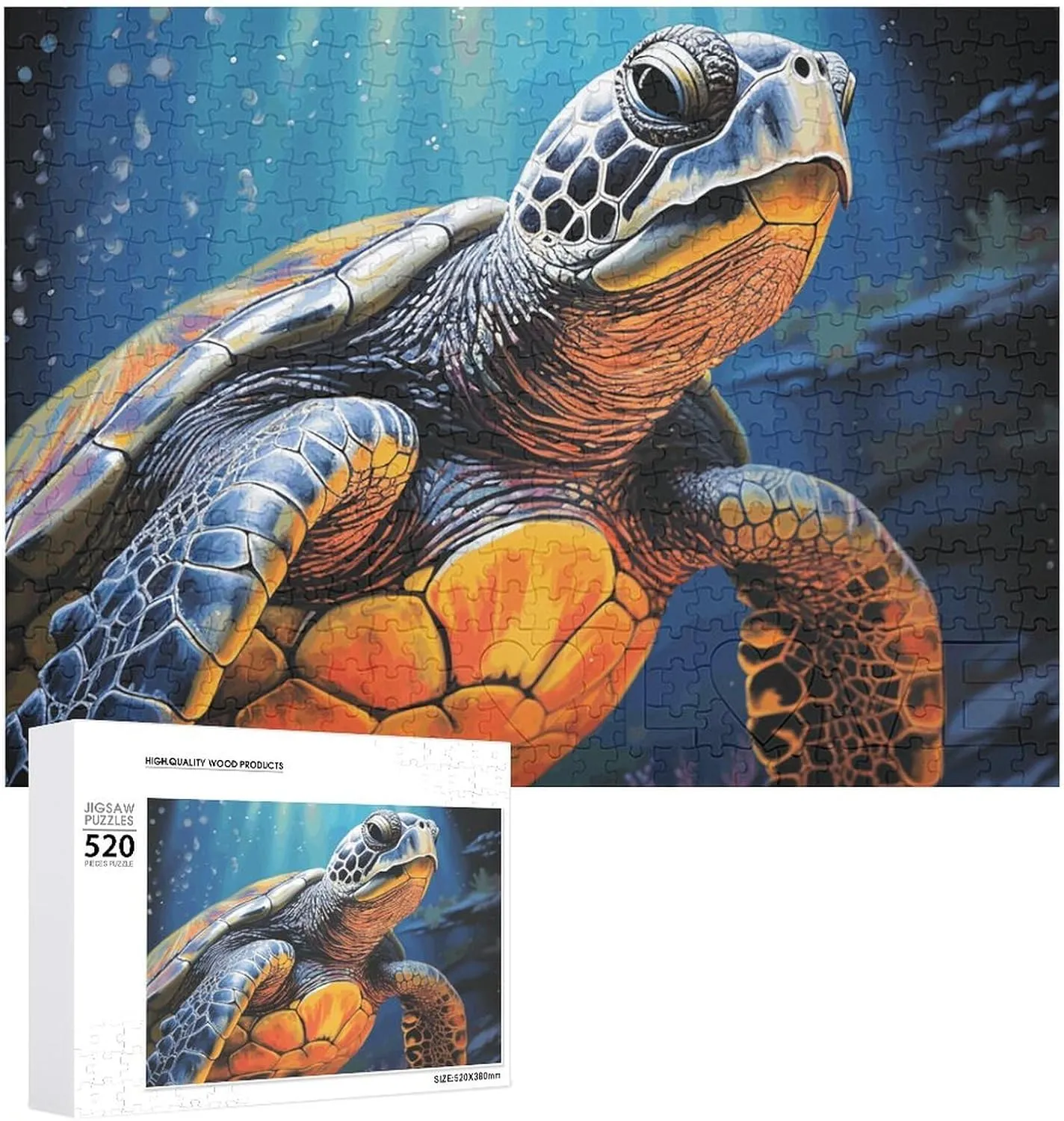 Painted Sea Turtle Picture Puzzles for Adults Challenging Puzzle Personalized Wooden Puzzle Photo Puzzle Gifts 20.5" X 15 shoe feel icon thunderstorm stellar finch 520 Piece Jigsaw Puzzle - 