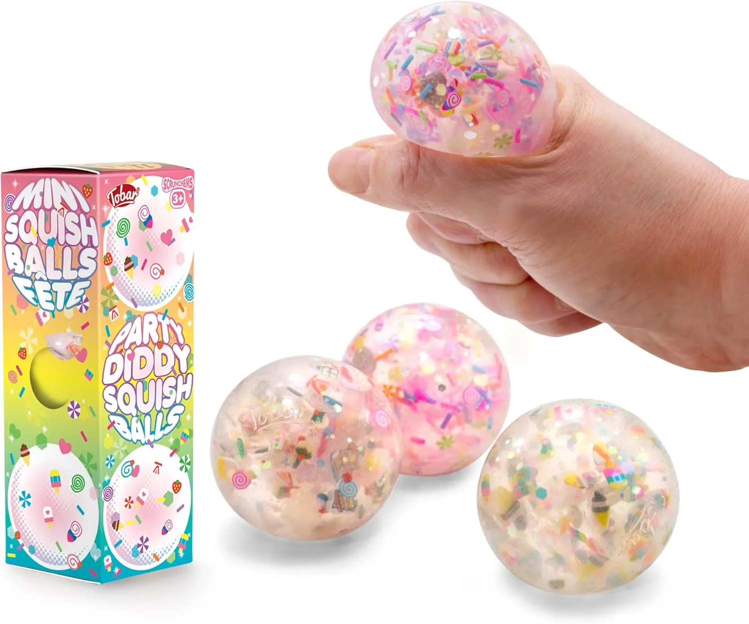 Party Diddy Stress Squish Balls - 3 Pack Tobar canopy so-called SCRUNCHEMS 