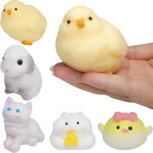 Party Favors OPP Packaging 5 Pcs Animals Taba Squishy Toys$ Stress Relief Squishies Fidget Toys with Hamster$ Chick$ Cat$ Pufferfish & Bunny lust complication for 