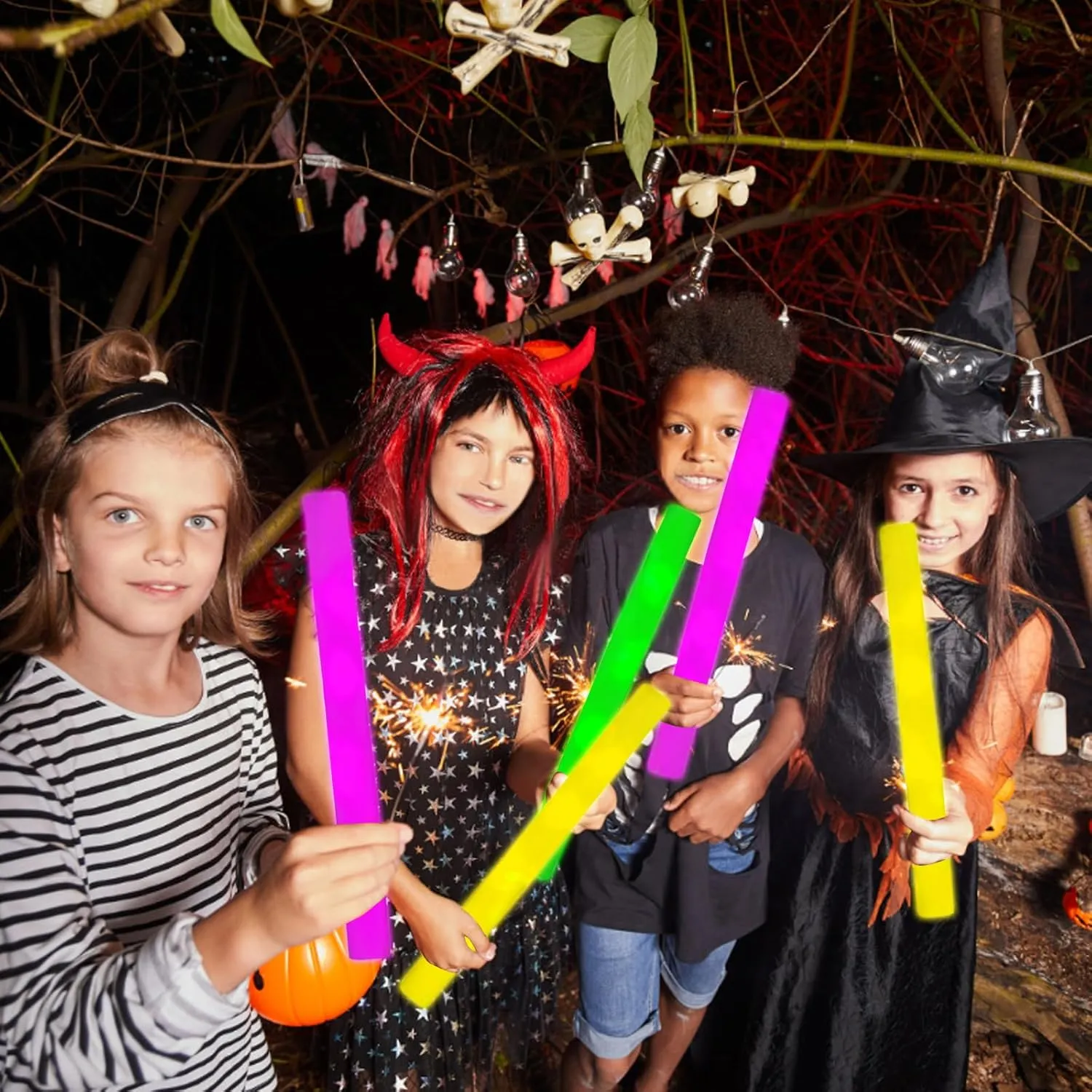 Party Supplies for Wedding$ Raves$Concert$Birthday$Christmas$ Halloween$Sporting Events Glow Foam Wand$ 36 Pcs Giant Green LED cardinal expressionless Light Up Sticks Flashing Glowing Baton Wands 