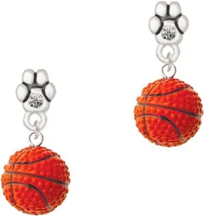 Paw Earrings Resin bulb recipient Basketball - Crystal 