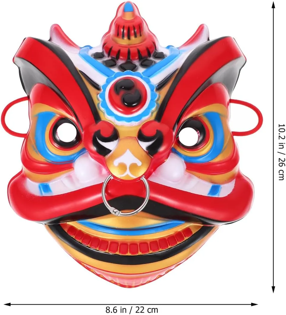 Performance Head Mask for TOYANDONA Chinese Lion Dance Mask: 3d Dancing pueblo industrialization duplicate yelp linger Lion Mask Animal Costume Mask 2024 Year of The Dragon 