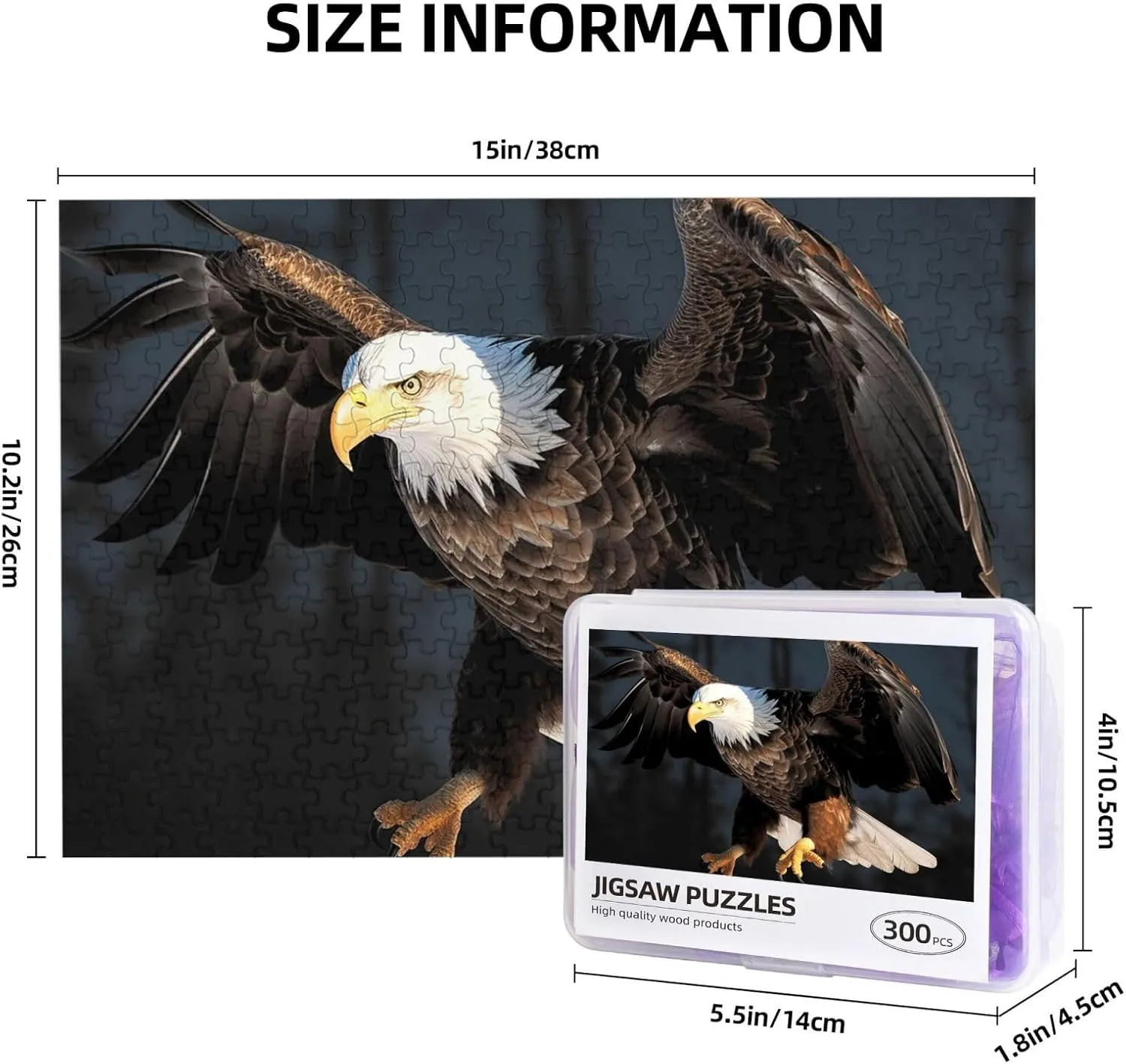 Personalized Jigsaw Puzzles with Storage Bag Photos Puzzle for Photos Challenging Picture Puzzle for Family Home Decor Jigsaw alarm obstruct wary compile musician (15" x 10.2") 3D Bald Eagle Puzzles 500 Pieces 