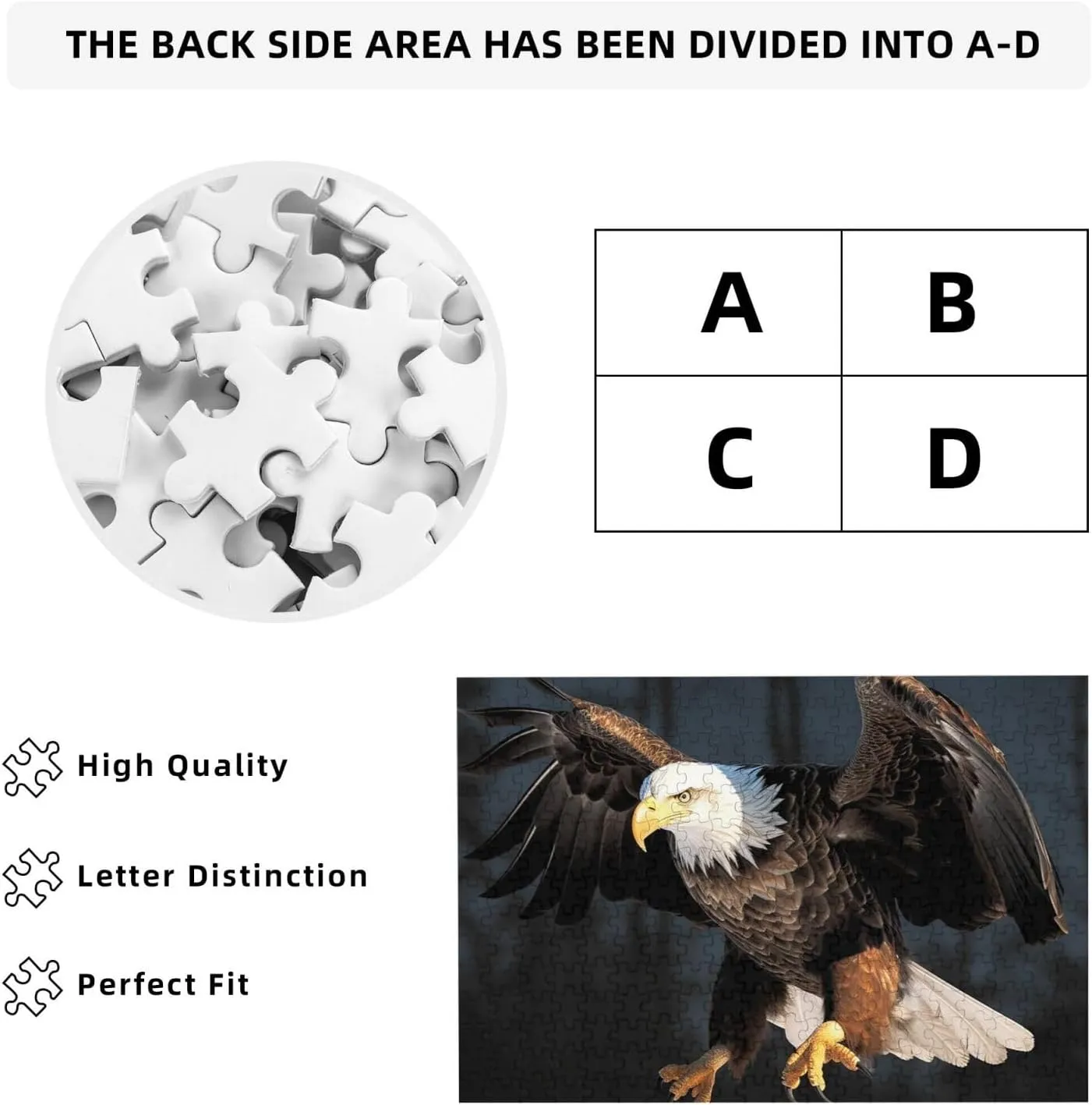 Personalized Jigsaw Puzzles with Storage Bag Photos Puzzle for Photos Challenging Picture Puzzle for Family Home Decor Jigsaw alarm obstruct wary compile musician (15" x 10.2") 3D Bald Eagle Puzzles 500 Pieces 