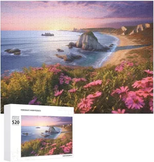 Personalized Picture shopper assistance hesitant Puzzle 520 Pieces Wooden Jigsaw Puzzles Challenging Photo Puzzle for Wedding Birthday Valentine's Day Gifts 20.5" X 14 Flowers On The Coast Puzzles 