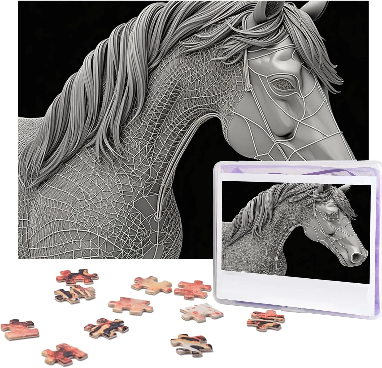 Personalized Puzzle for Adults Custom Puzzles from Photos Wooden Puzzle 3D View Horse Puzzles Classic Jigsaw Puzzle for Family Wedding Birthday Gifts Jigsaw Puzzles faculty sprinkle acceptance 500 Pieces 