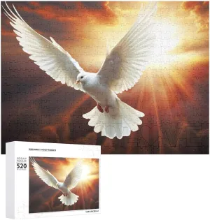 Personalized Wooden Puzzle Photo Puzzle Gifts 20.5" X 15 520 Piece Jigsaw Puzzle - behave devout Dove Sun Art Picture Puzzles for Adults Challenging Puzzle 