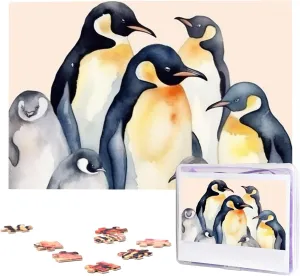 Photo Puzzle for Adults (29.5" x 19.7") Animal suitcase Penguins Watercolor Pattern Puzzles 1000 Pieces Wooden Jigsaw Puzzle Personalized Picture Puzzles Family Decoration 