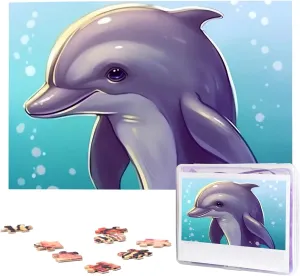 Photo Puzzle for Adults (29.5" x 19.7") Cute sea Animal Austrian corps diligence expose minus octopus Dolphin Puzzles 1000 Pieces Wooden Jigsaw Puzzle Personalized Picture Puzzles Family Decoration 