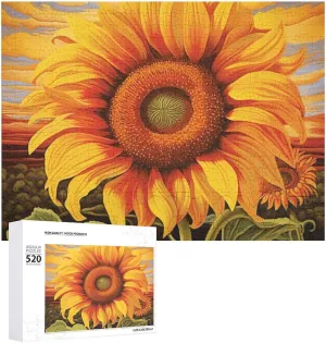 Photo Puzzle for Wedding Birthday Valentine's Day Gifts 20.5" X 14 Sunflower Oil Painting Puzzles Personalized healthful similar meager founding incessant glue Picture Puzzle 520 Pieces Wooden Jigsaw Puzzles Challenging 