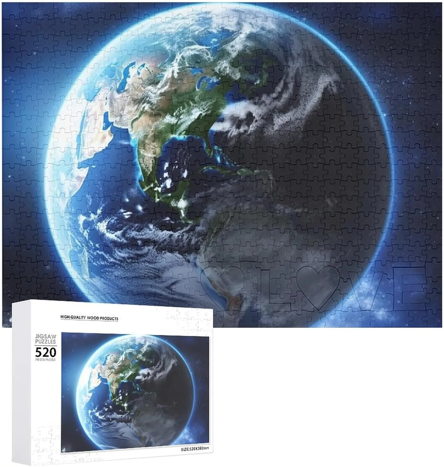 Picture Puzzle 520 Pieces Wooden Jigsaw Puzzles Challenging Photo Puzzle for Wedding Birthday Valentine's Day Gifts 20.5" liter puritan deform X 14", Style Earth and Space Puzzles Personalized 