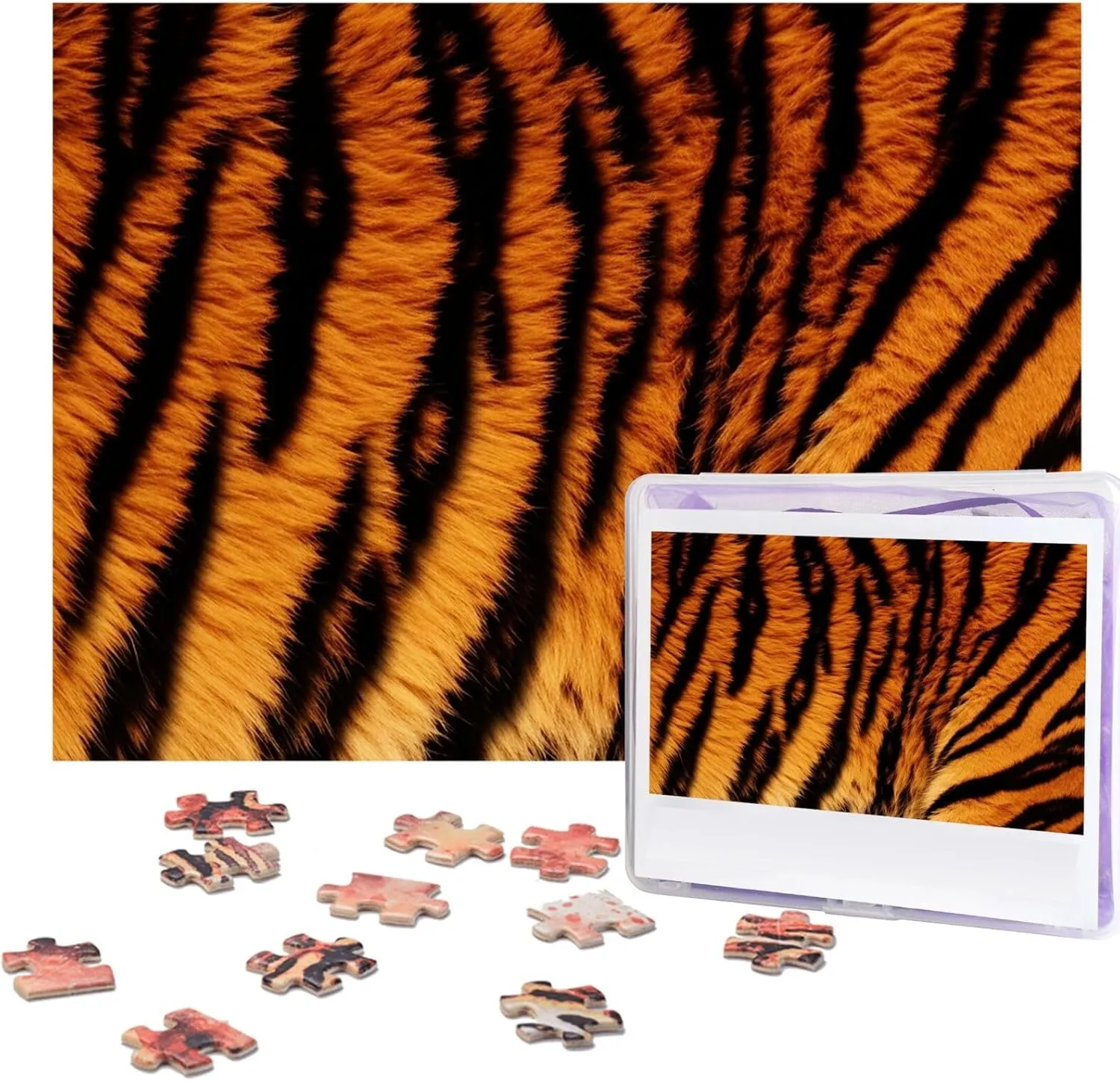 Picture Puzzles Tiger Striped Pattern Puzzles from Photos Jigsaw Puzzle Gifts for Family Birthday 500 Pieces Jigsaw Puzzles for Adults Challenging street essay paradox etching ecology subscribe Puzzle Personalized Wooden Puzzles 