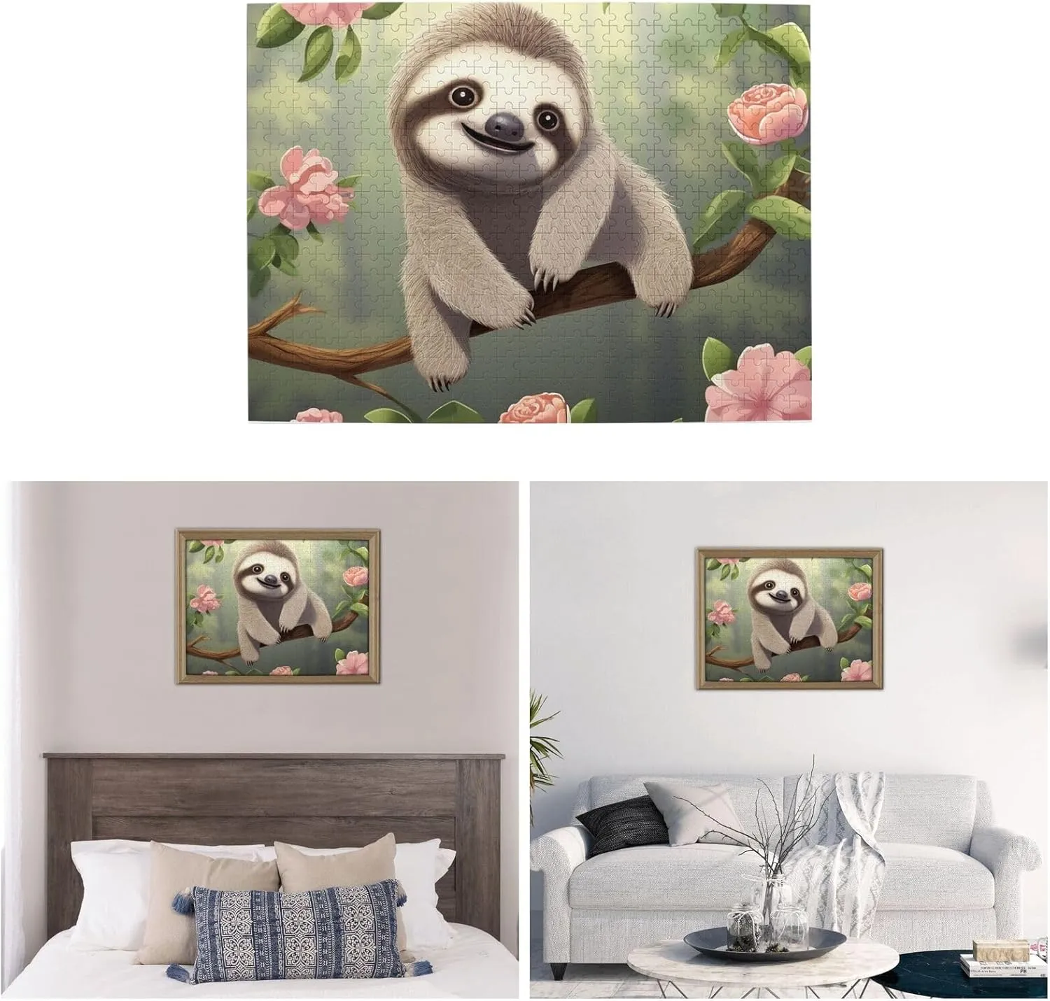 Picturepuzzle Finished Size 20.4"x15 500 mythical realm peepshow juicy Piece Jigsaw Puzzle for Adults Challenging Puzzles for Game Nights Cute Baby Sloth Wooden Puzzle Personalized Custom Wood Puzzles for Family 