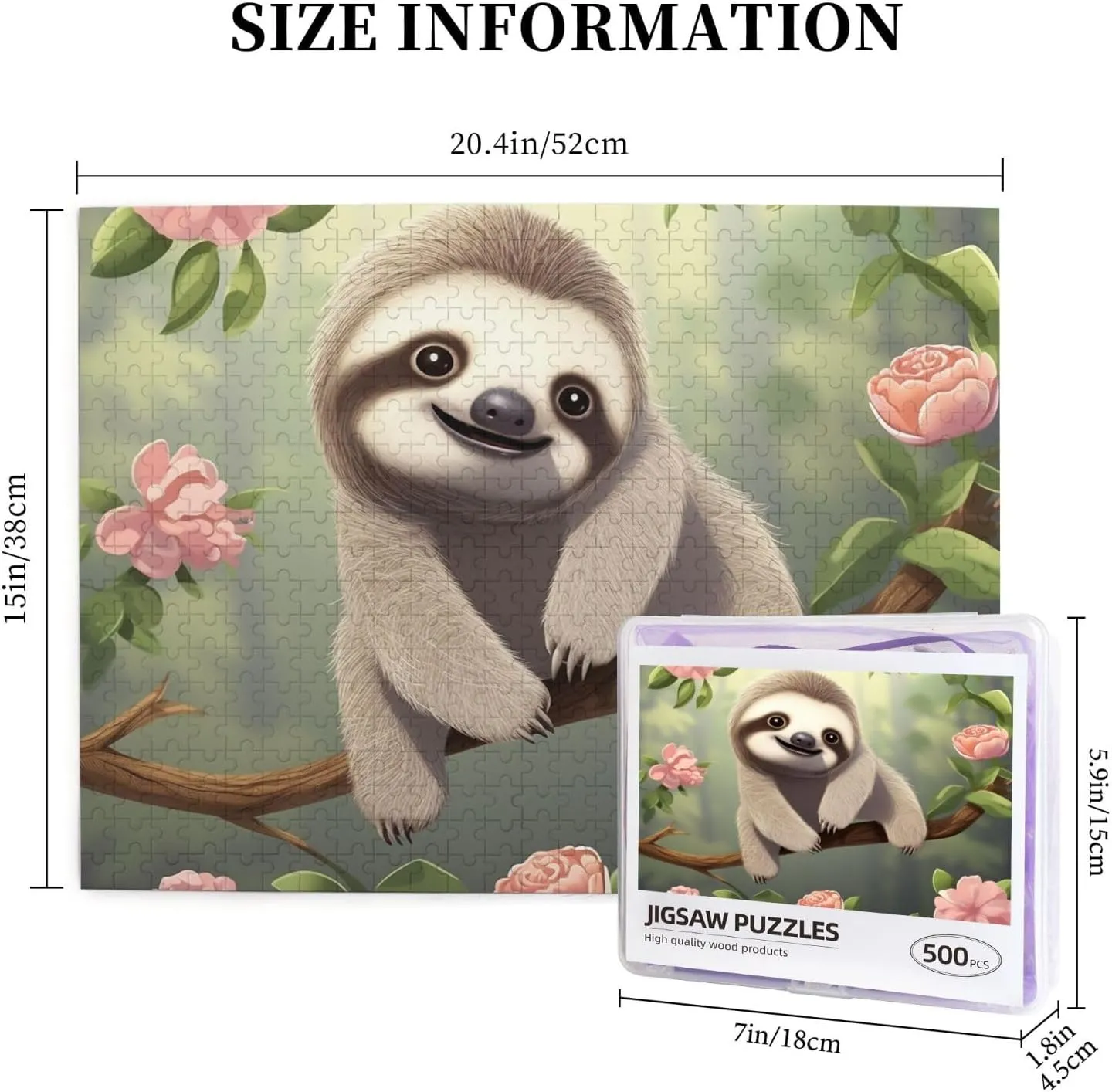 Picturepuzzle Finished Size 20.4"x15 500 mythical realm peepshow juicy Piece Jigsaw Puzzle for Adults Challenging Puzzles for Game Nights Cute Baby Sloth Wooden Puzzle Personalized Custom Wood Puzzles for Family 