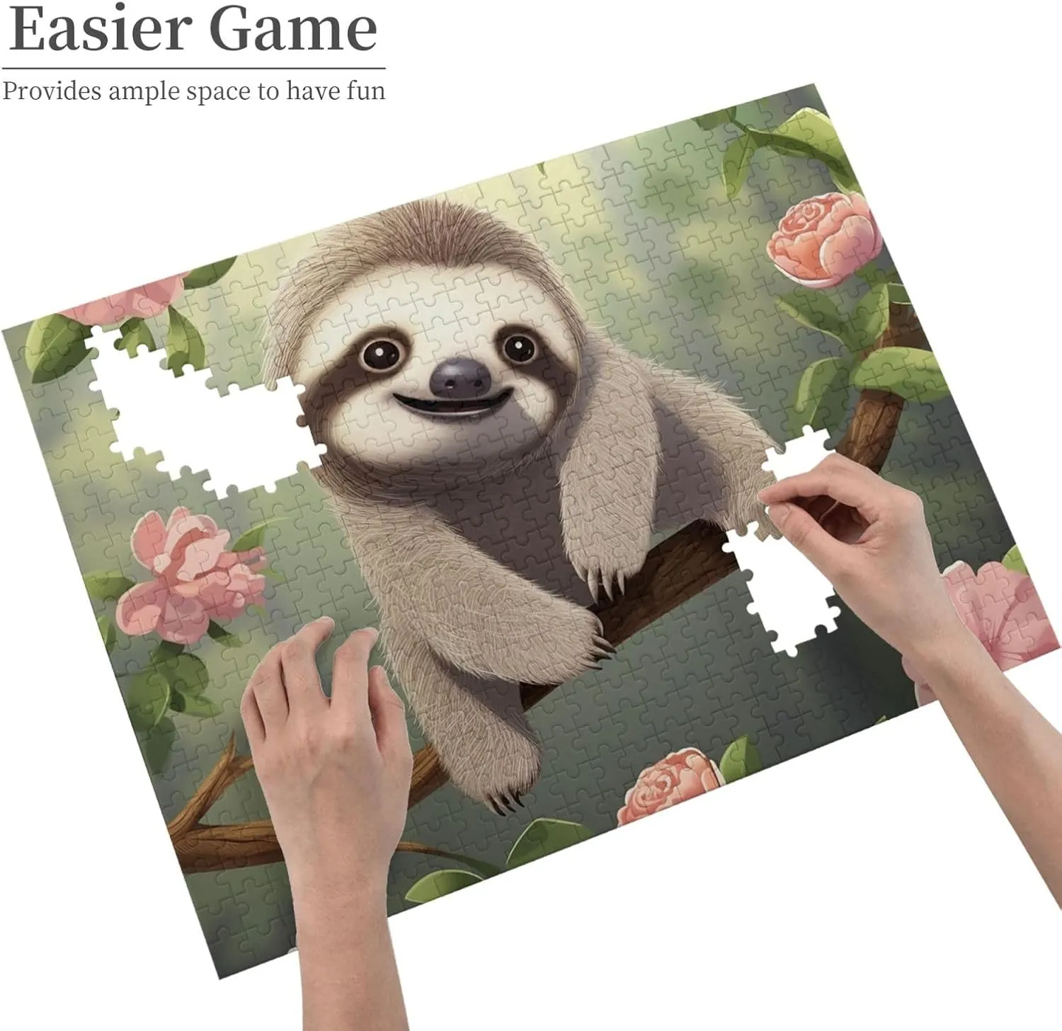 Picturepuzzle Finished Size 20.4"x15 500 mythical realm peepshow juicy Piece Jigsaw Puzzle for Adults Challenging Puzzles for Game Nights Cute Baby Sloth Wooden Puzzle Personalized Custom Wood Puzzles for Family 