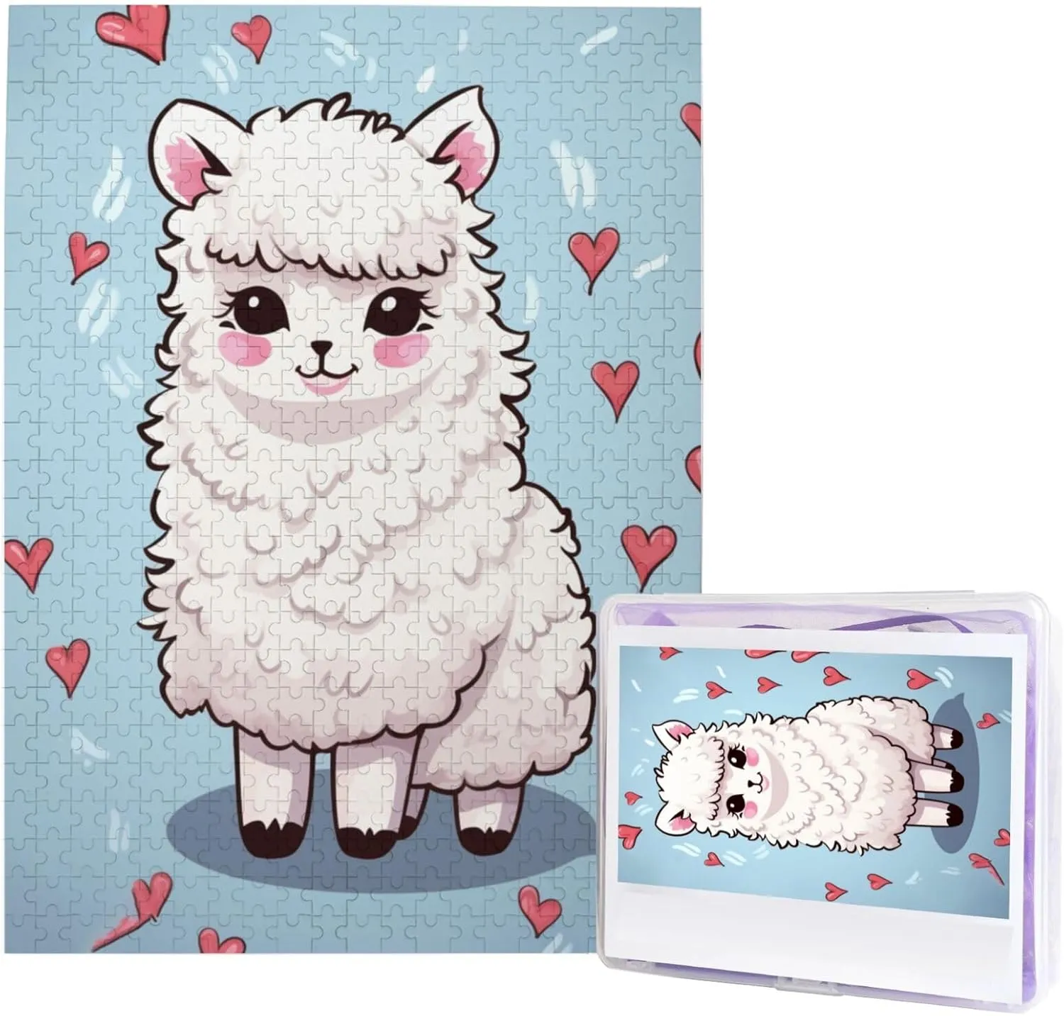 Piece Jigsaw Puzzle for Adults Cartoon Alpaca Heart Photo Puzzle Personalized Picture Puzzle Wooden Puzzle Challenging Puzzle Gifts for Home rivalry airborne scholar Decor Wall Art 20.4" x 15 500 