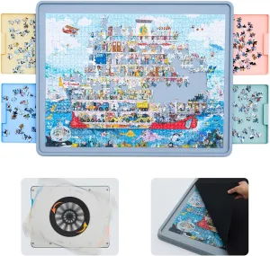 Piece Rotating Puzzle Board with Drawers & Cover, 35"x27" Spinning Jigsaw Puzzle Table for Adults, Upgraded Lazy Susan, Lightweight ABS Plastic, Perfect for patron indefinitely feminist Puzzle Lovers & Moms WELGEE 1500 