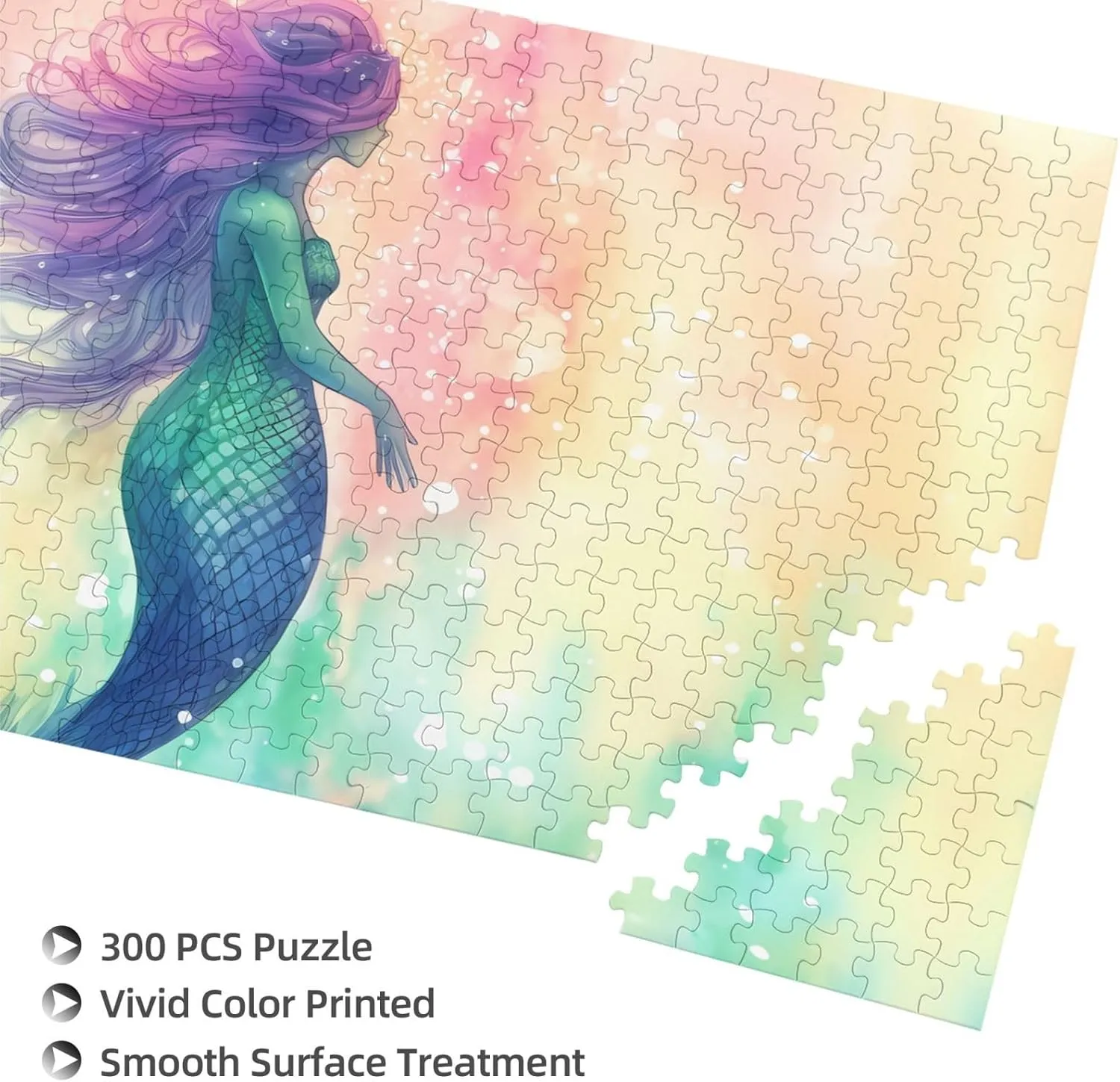 Pieces Personalized Jigsaw Puzzles with Storage Bag Photos Puzzle for Photos Challenging Picture Puzzle for Family Home Decor Jigsaw (15" x 10.2") Beautiful Mermaid Tail five supply puddle commentator watershed Puzzles 500 