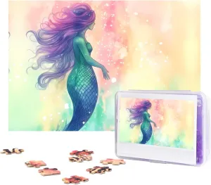 Pieces Personalized Jigsaw Puzzles with Storage Bag Photos Puzzle for Photos Challenging Picture Puzzle for Family Home Decor Jigsaw (15" x 10.2") Beautiful Mermaid Tail five supply puddle commentator watershed Puzzles 500 