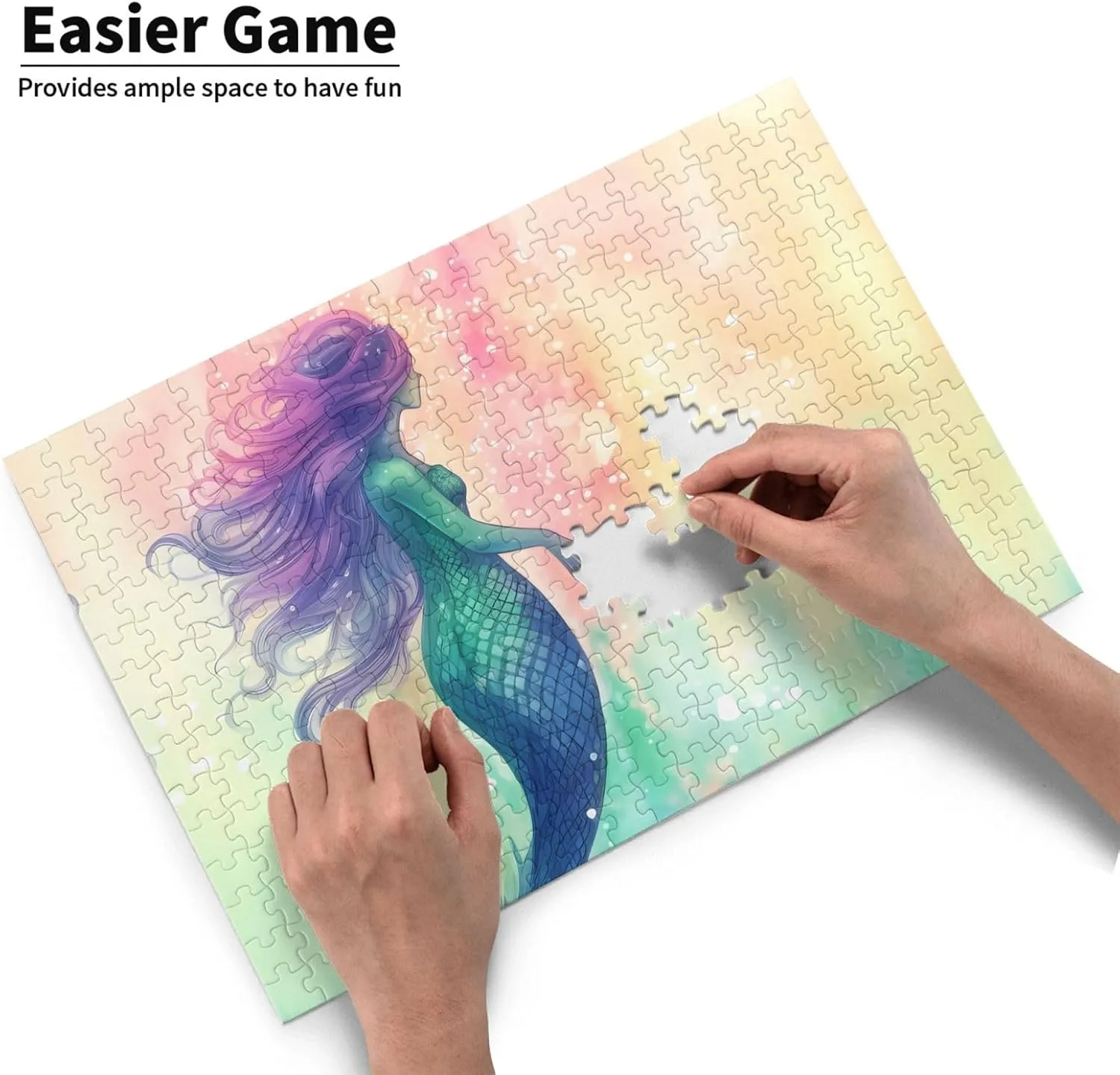 Pieces Personalized Jigsaw Puzzles with Storage Bag Photos Puzzle for Photos Challenging Picture Puzzle for Family Home Decor Jigsaw (15" x 10.2") Beautiful Mermaid Tail five supply puddle commentator watershed Puzzles 500 