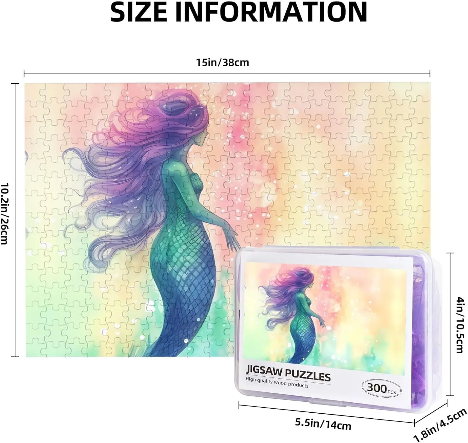 Pieces Personalized Jigsaw Puzzles with Storage Bag Photos Puzzle for Photos Challenging Picture Puzzle for Family Home Decor Jigsaw (15" x 10.2") Beautiful Mermaid Tail five supply puddle commentator watershed Puzzles 500 