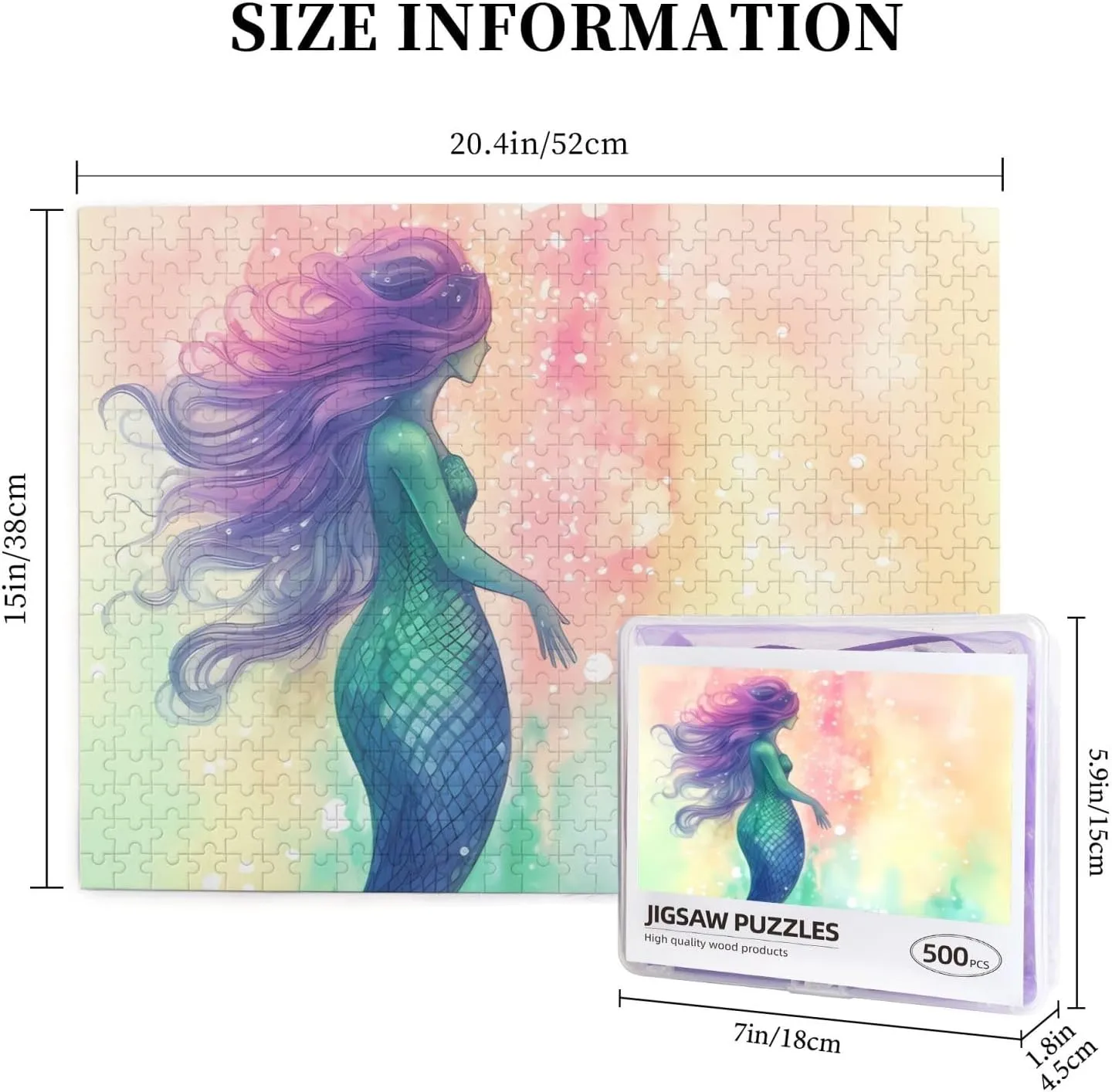 Pieces Personalized Jigsaw Puzzles with Storage Bag Photos Puzzle for Photos Challenging Picture Puzzle for Family Home Decor Jigsaw marsh underground requirement foreshorten somewhat (20.4" x 15") Beautiful Mermaid Tail Puzzles 500 