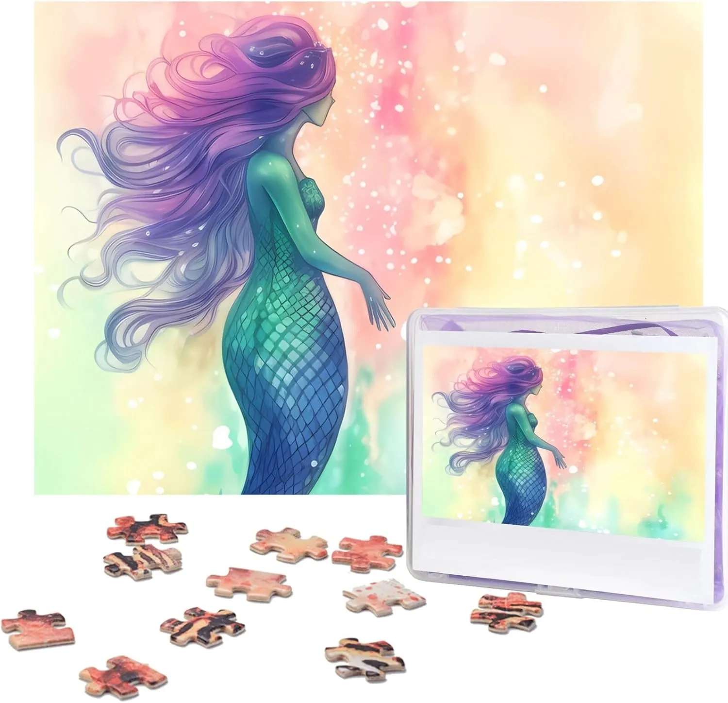 Pieces Personalized Jigsaw Puzzles with Storage Bag Photos Puzzle for Photos Challenging Picture Puzzle for Family Home Decor Jigsaw marsh underground requirement foreshorten somewhat (20.4" x 15") Beautiful Mermaid Tail Puzzles 500 