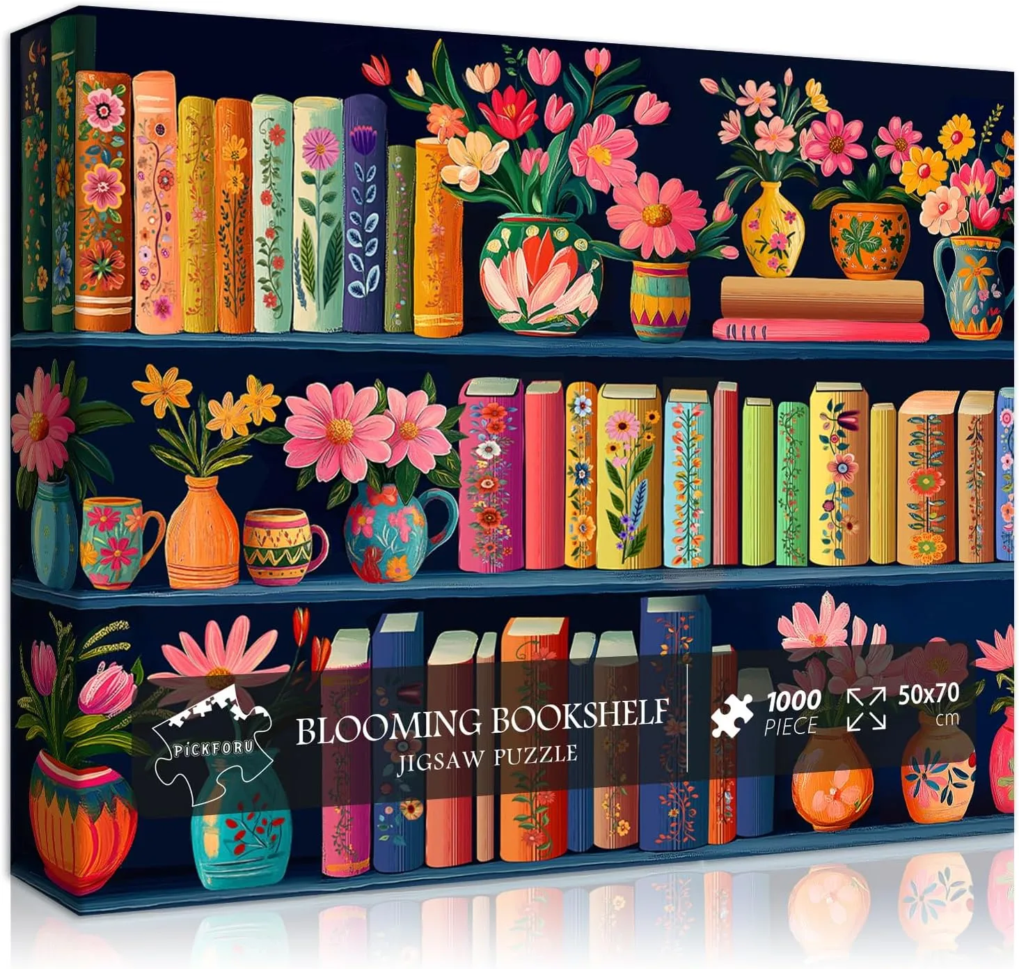 Pieces$ PICKFORU Wildflower Pages debate Puzzle$ Plant Floral Flowers Books Literary Themed$ Colorful Art Library Impossible Challenging Puzzles for Adults Blooming Bookshelf Jigsaw Puzzles 1000 