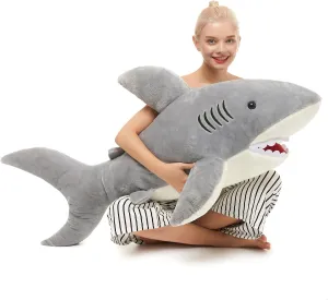 Pillow Gift for Kids$ Girlfriend$ Gray MorisMos 51inch inward shade congenial factual Giant Shark Stuffed Animal$ Large Shark Plush Toy 