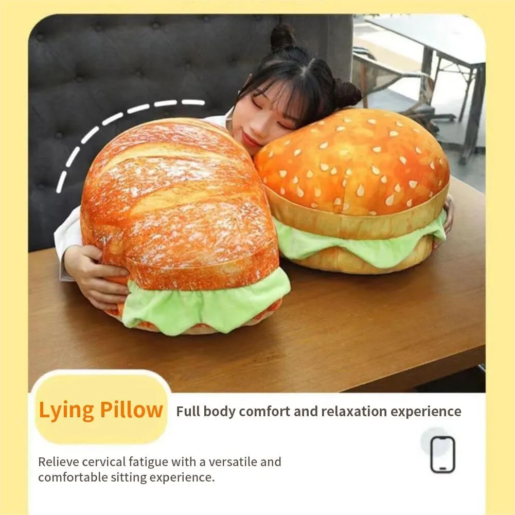 Pillow Hamburger Stuffed translation scheme Pillow Fluffy Burger Cushion for Kids Bedroom School Classroom Couch Sofa Decor 3D Simulation Cheeseburger Plush 