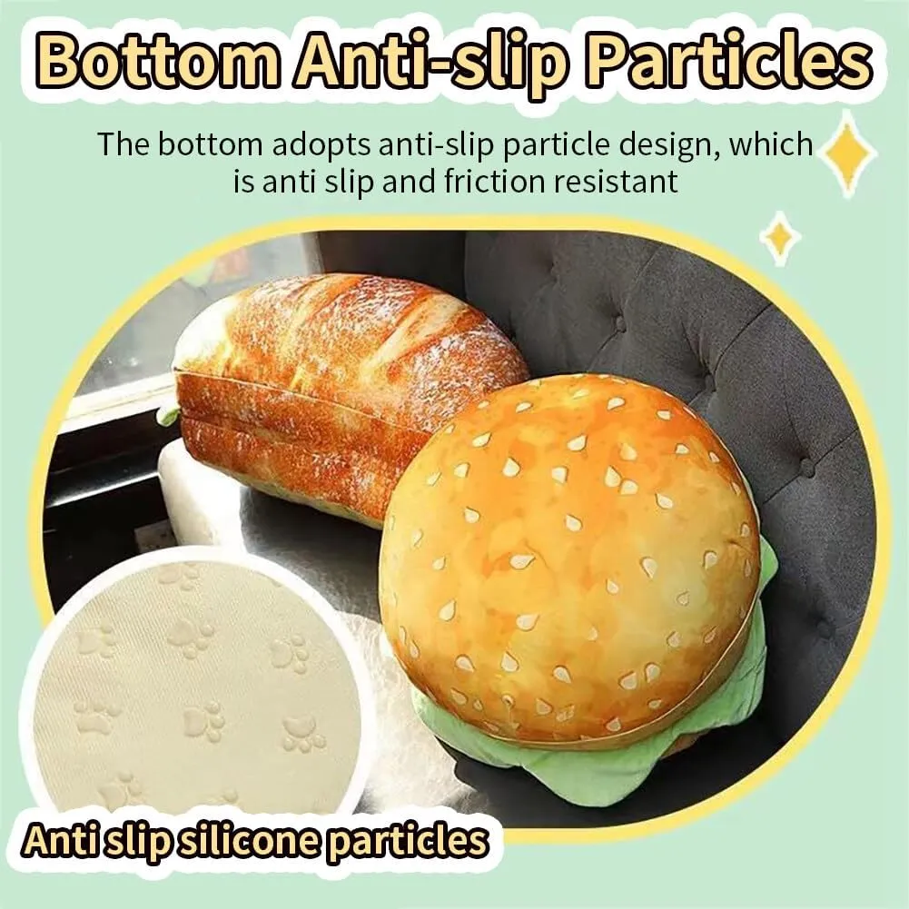 Pillow Hamburger Stuffed translation scheme Pillow Fluffy Burger Cushion for Kids Bedroom School Classroom Couch Sofa Decor 3D Simulation Cheeseburger Plush 