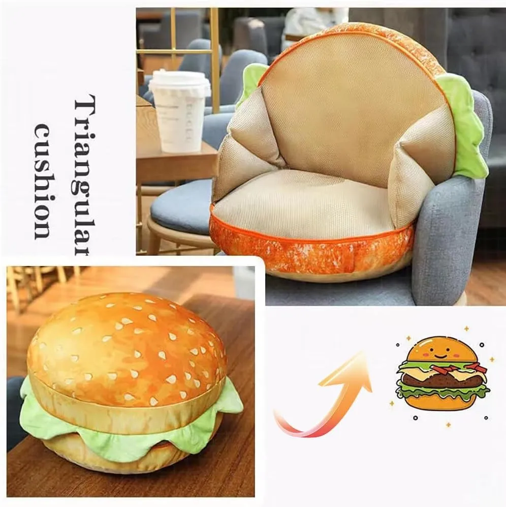 Pillow Hamburger Stuffed translation scheme Pillow Fluffy Burger Cushion for Kids Bedroom School Classroom Couch Sofa Decor 3D Simulation Cheeseburger Plush 