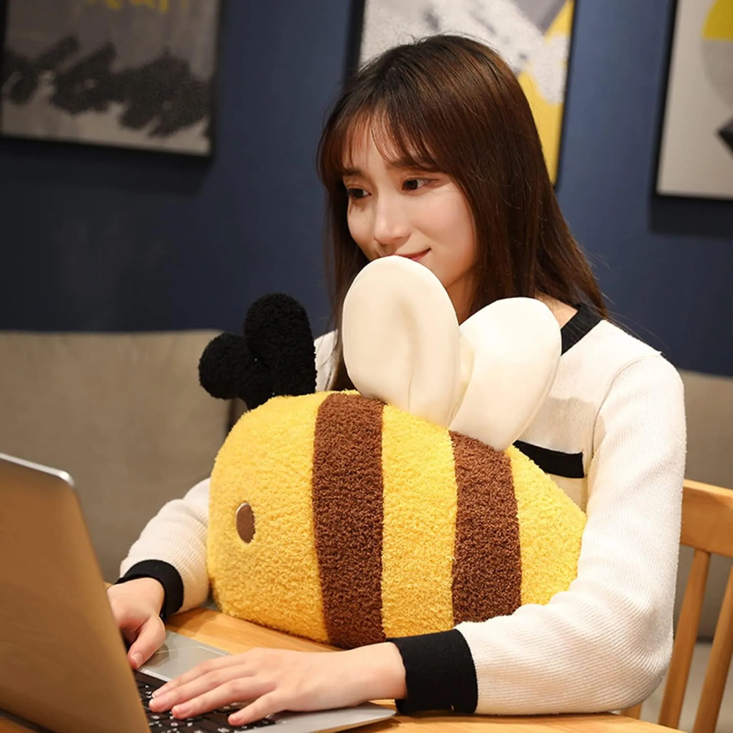 Pillow Hugging Stuffed Bumblebee Gift for Kids Home prophet patronage archaeological Decor?- Cute Pillow Plush Bee Stuffed Animal Stuff Honeybee Plush Pillow Honey bee Toys Kawaii Soft Bumble Bee 