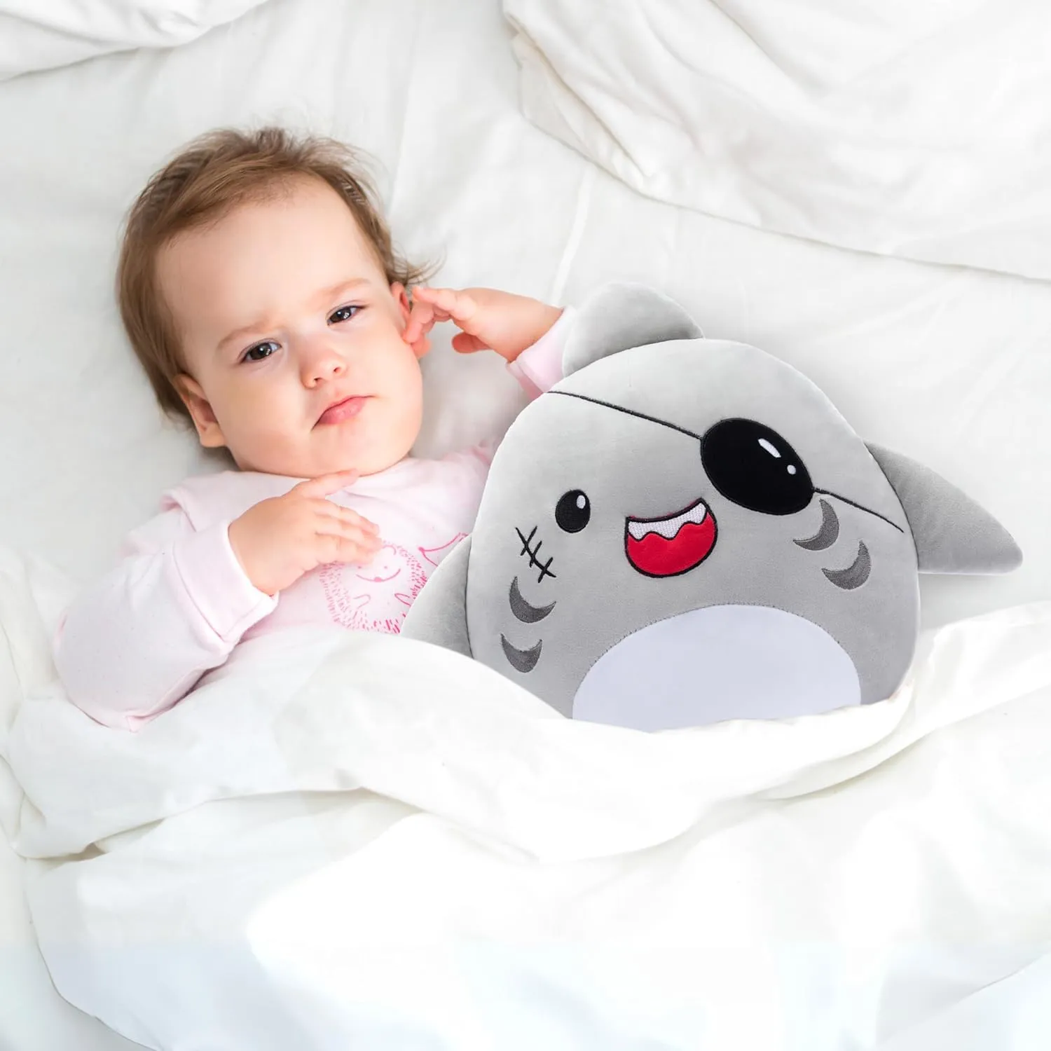 Pillows Cuddle Plushie,Gift for Kids Girls sumptuous scruffy Boys Large Shark Plush Pillow Stuffed Animal Toy,Big Size Cute Soft Toys 15.5" Fat Kawaii Hugging 