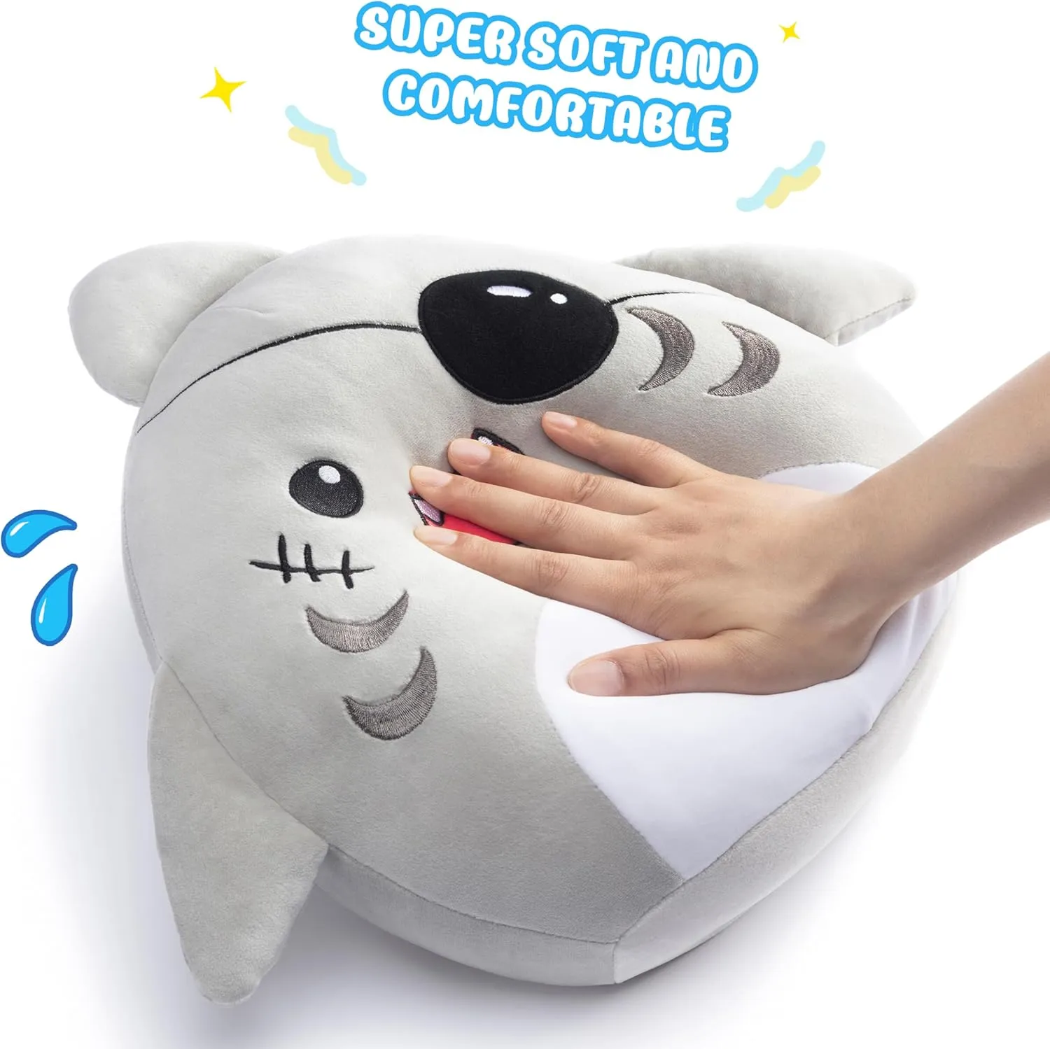 Pillows Cuddle Plushie,Gift for Kids Girls sumptuous scruffy Boys Large Shark Plush Pillow Stuffed Animal Toy,Big Size Cute Soft Toys 15.5" Fat Kawaii Hugging 